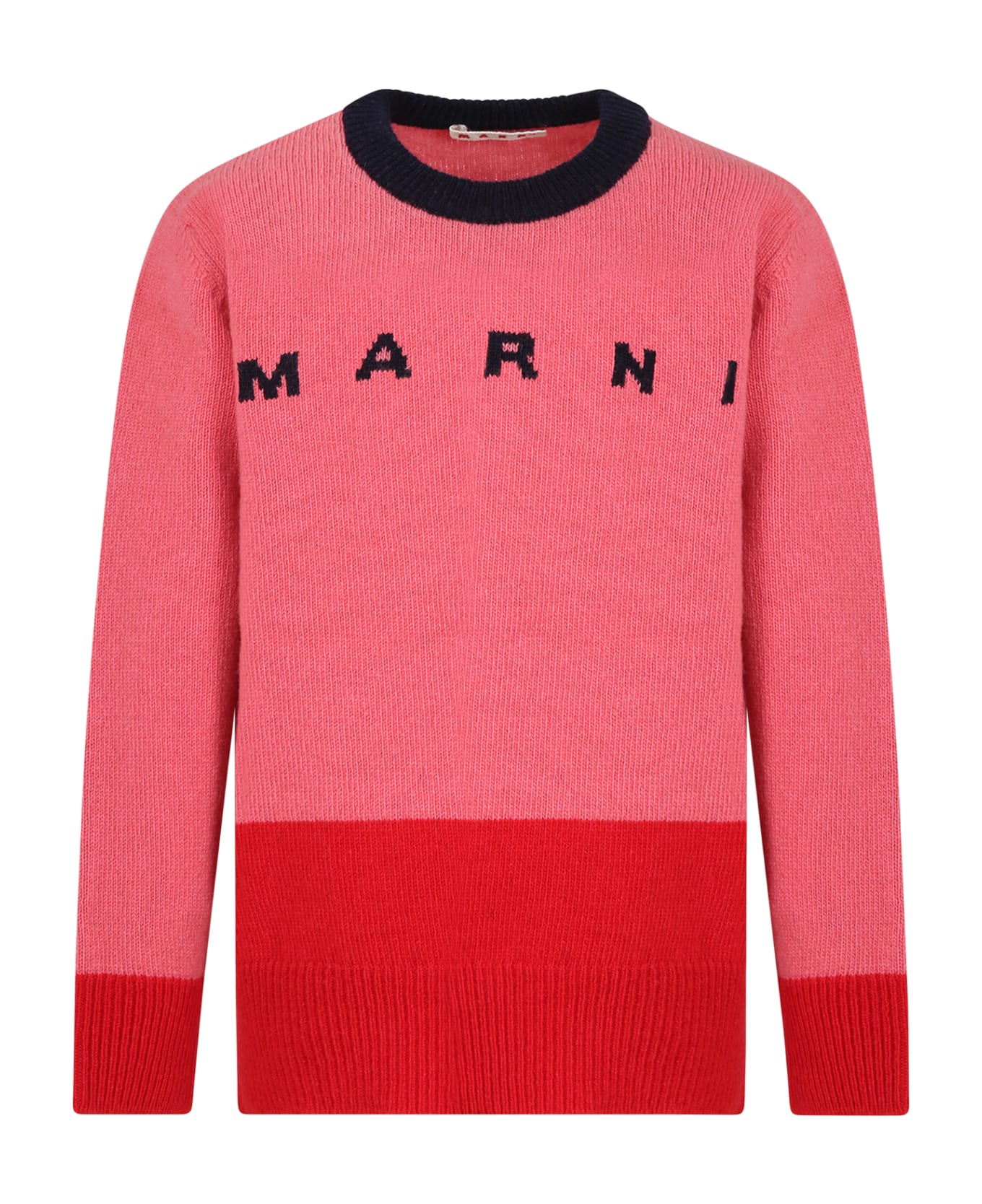 Marni Pink Sweater For Girl With Logo - Pink