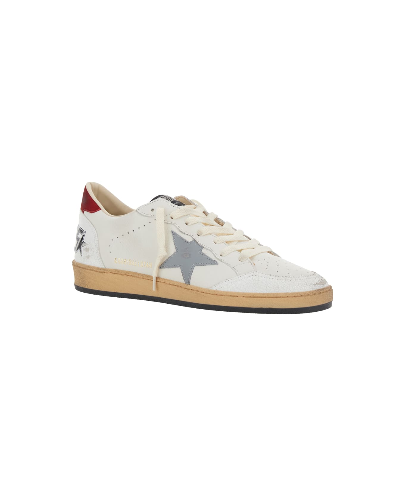 Golden Goose 'ball Star' White Low Top Sneakers With Star In Leather And Suede Man - Multicolor