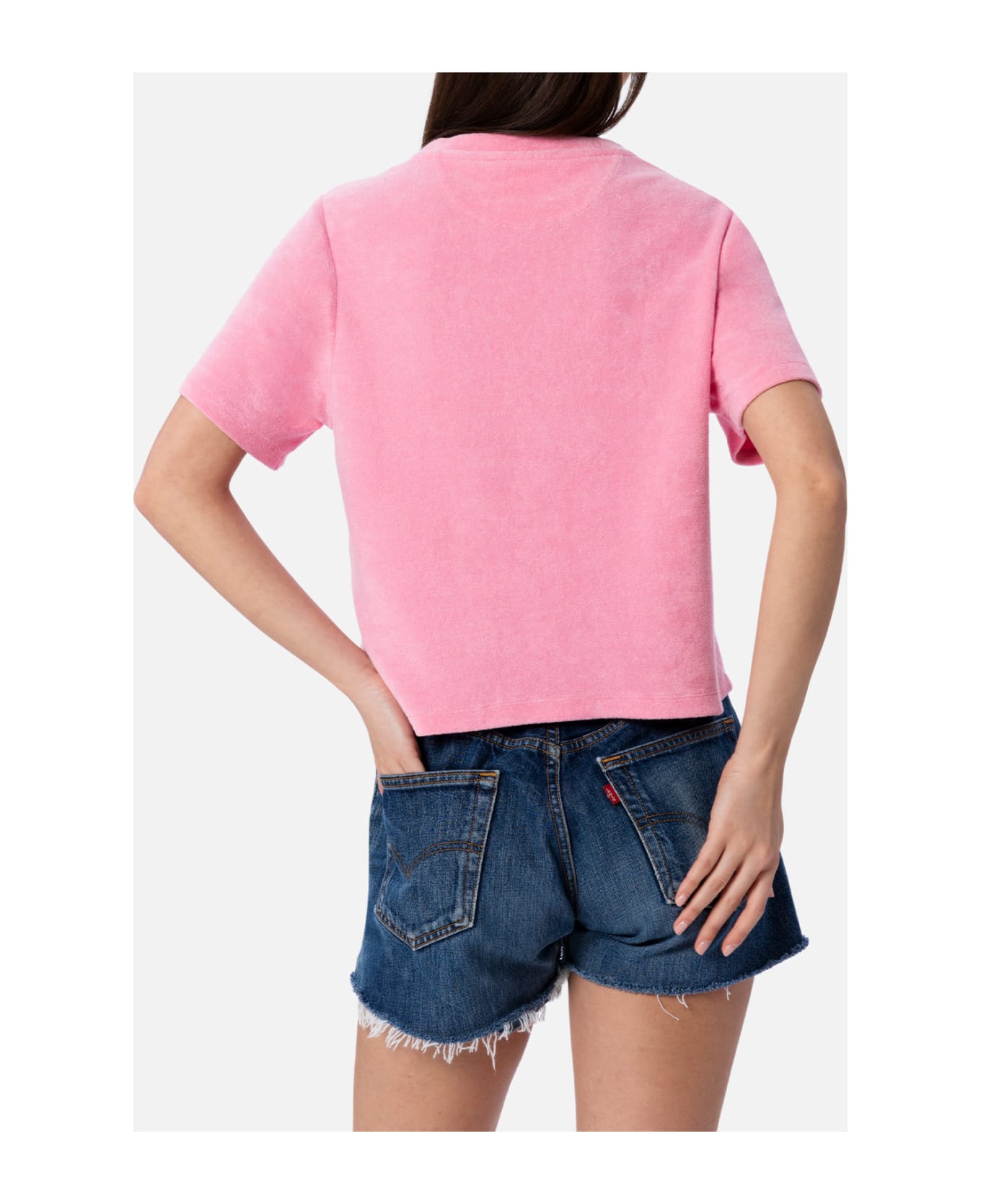 MC2 Saint Barth Woman Pink Terry Cotton Crewneck T-shirt Aleja - PINK