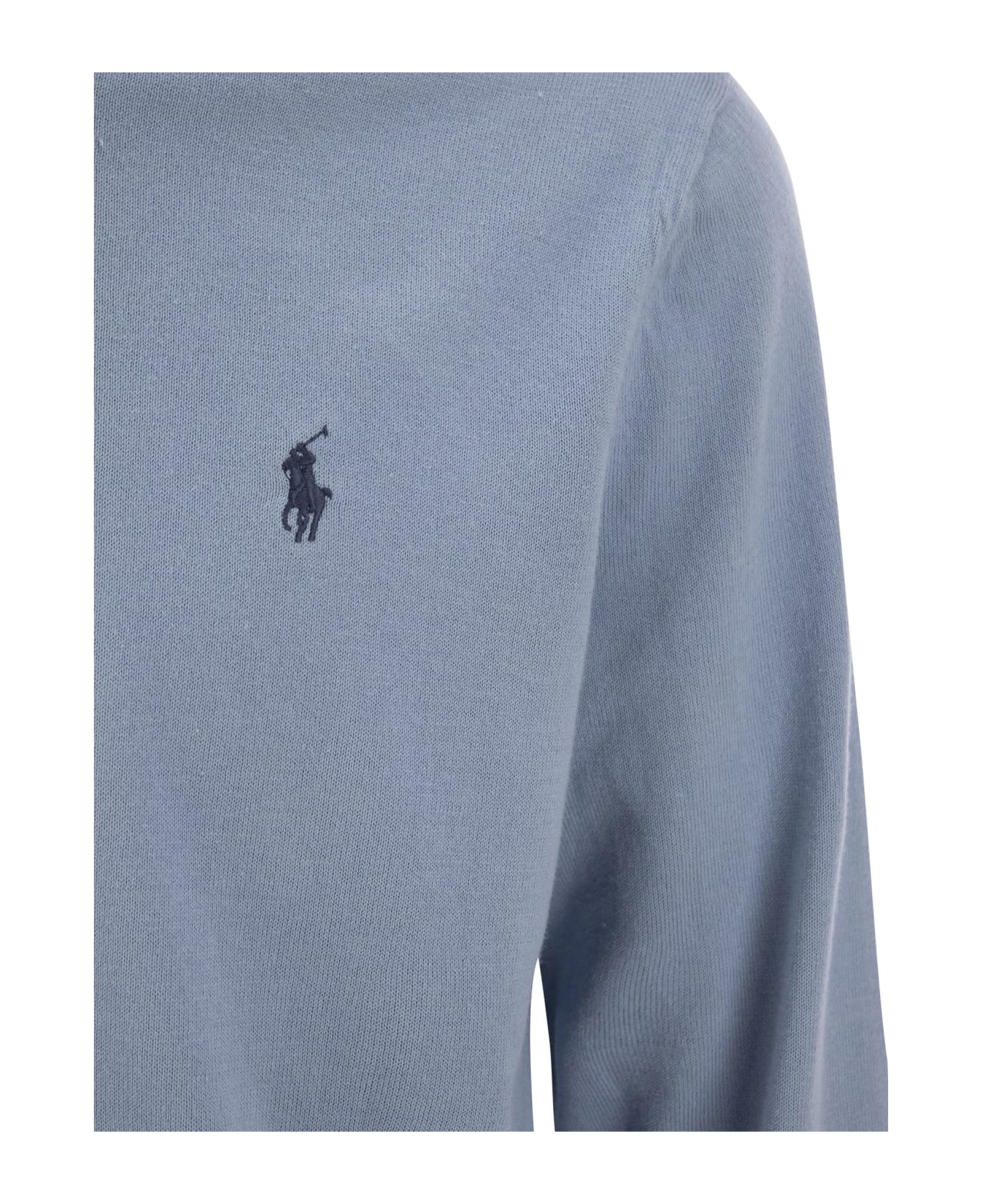 Polo Ralph Lauren Crew Neck Sweater With Contrasting Logo - Blue