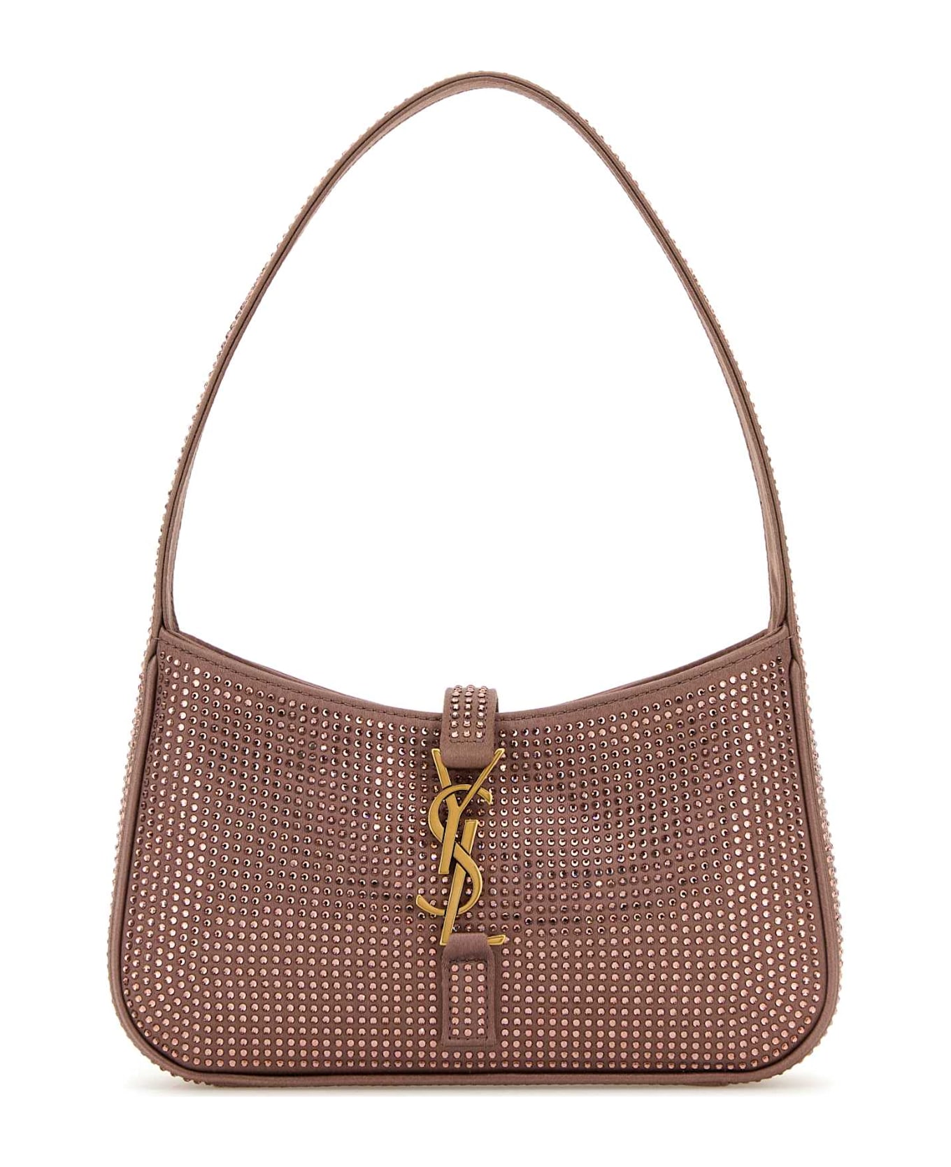 Saint Laurent Embellished Satin Mini Le 5 ã  7 Handbag - ELDERBERRY