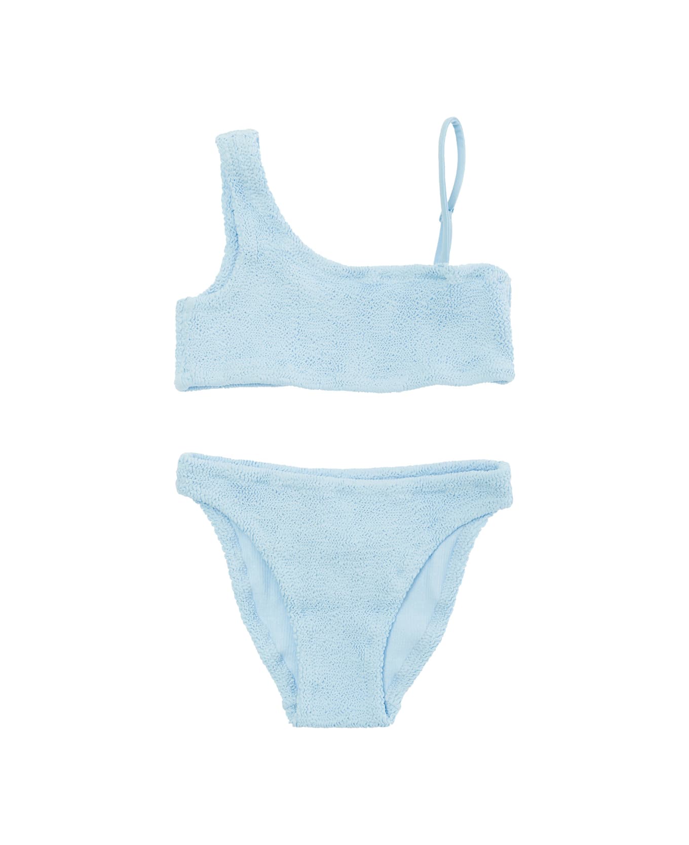 MC2 Saint Barth Light Blue One-shoulder Two Piece Bikini In Stretch Polyamide Girl - Blu