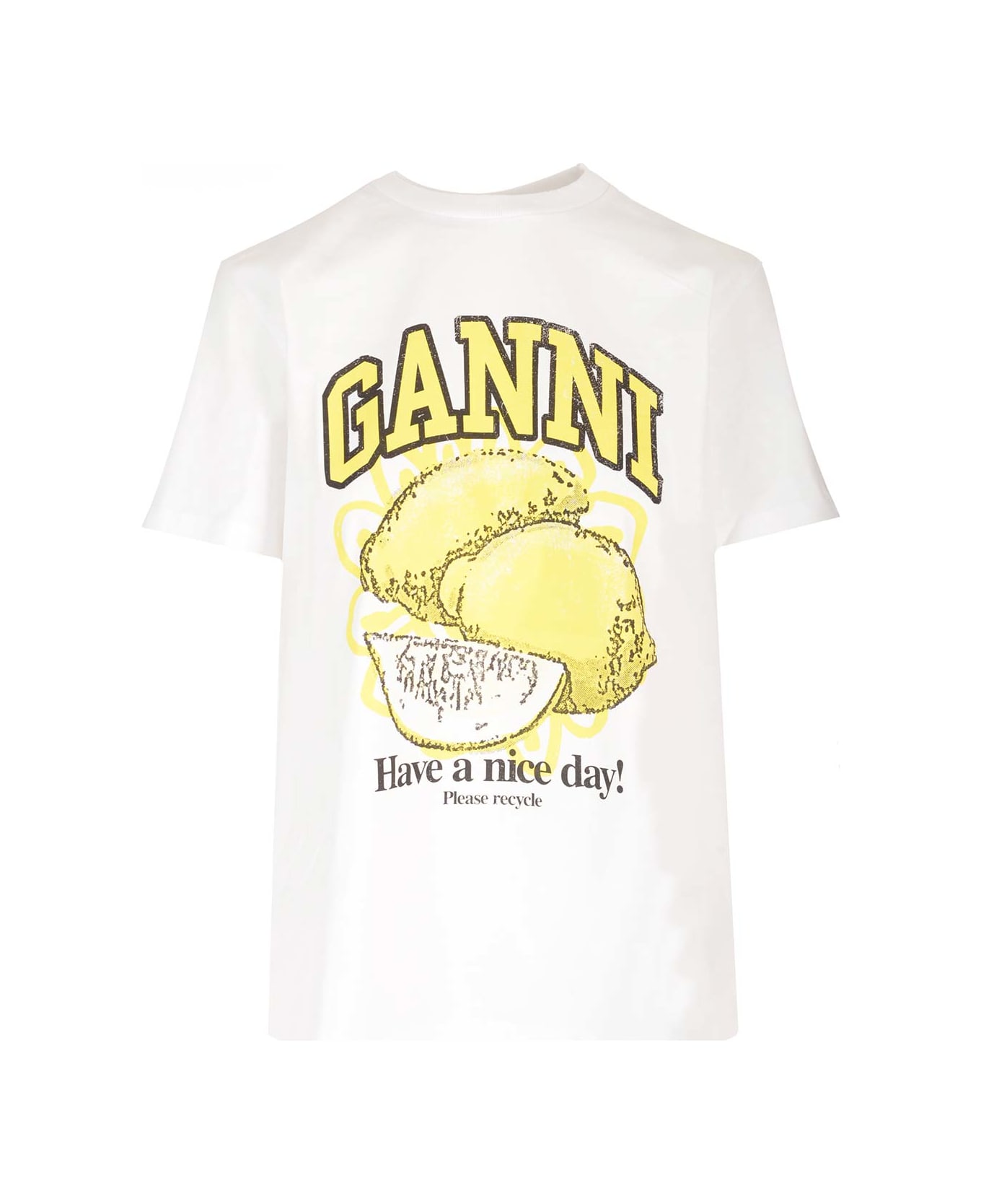 Ganni Lemon Print T-shirt - White