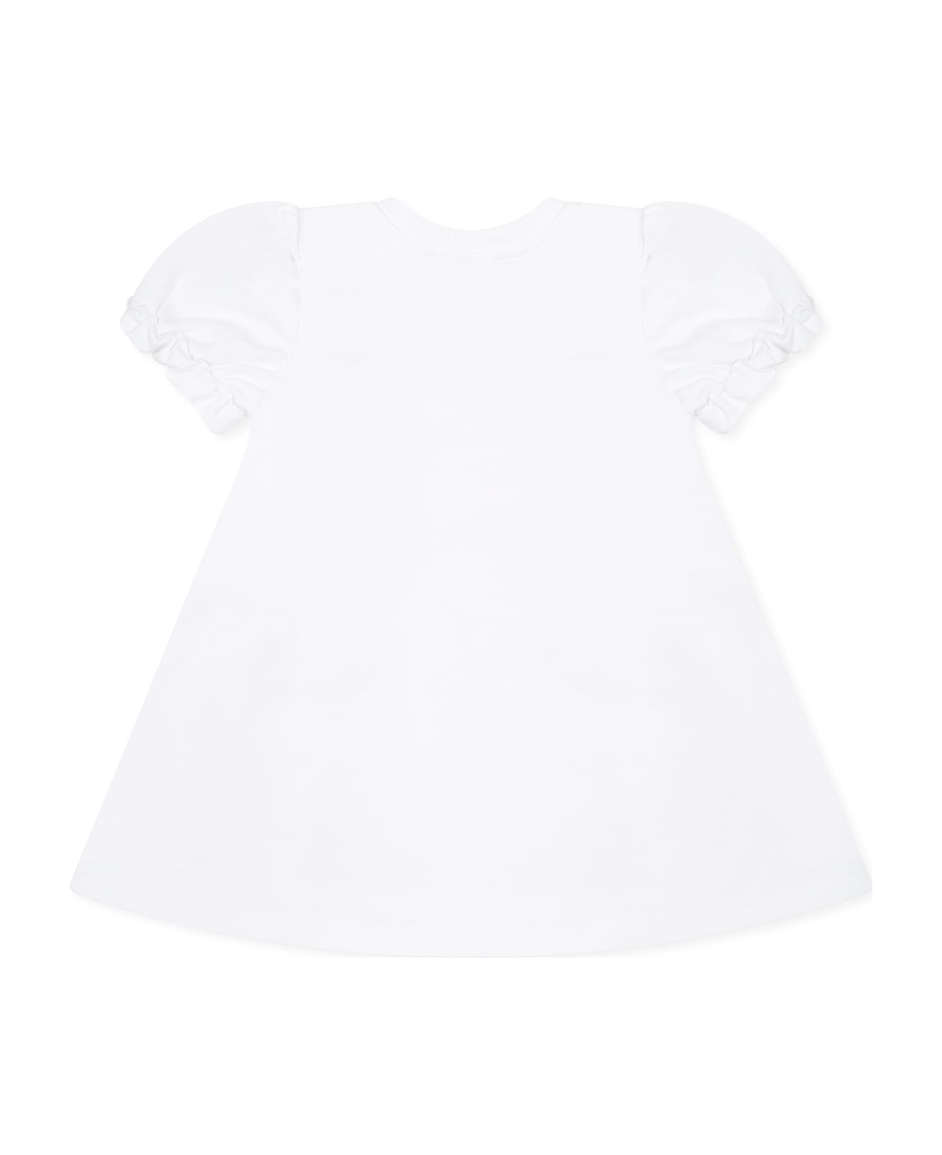 Moschino White Dress For Baby Girl With Bicycle Print - White