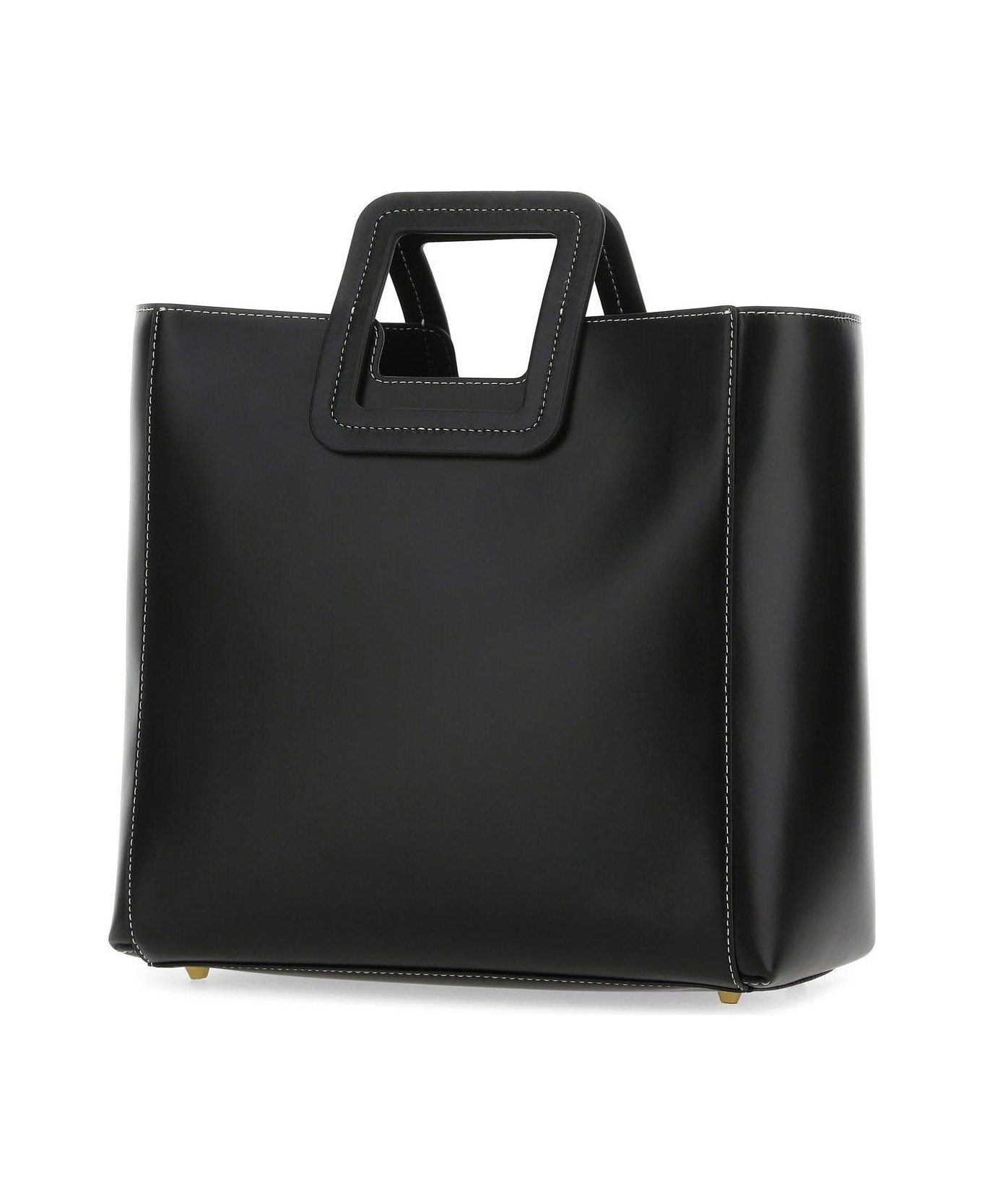 STAUD Black Leather Shirley Shopping Bag - Black