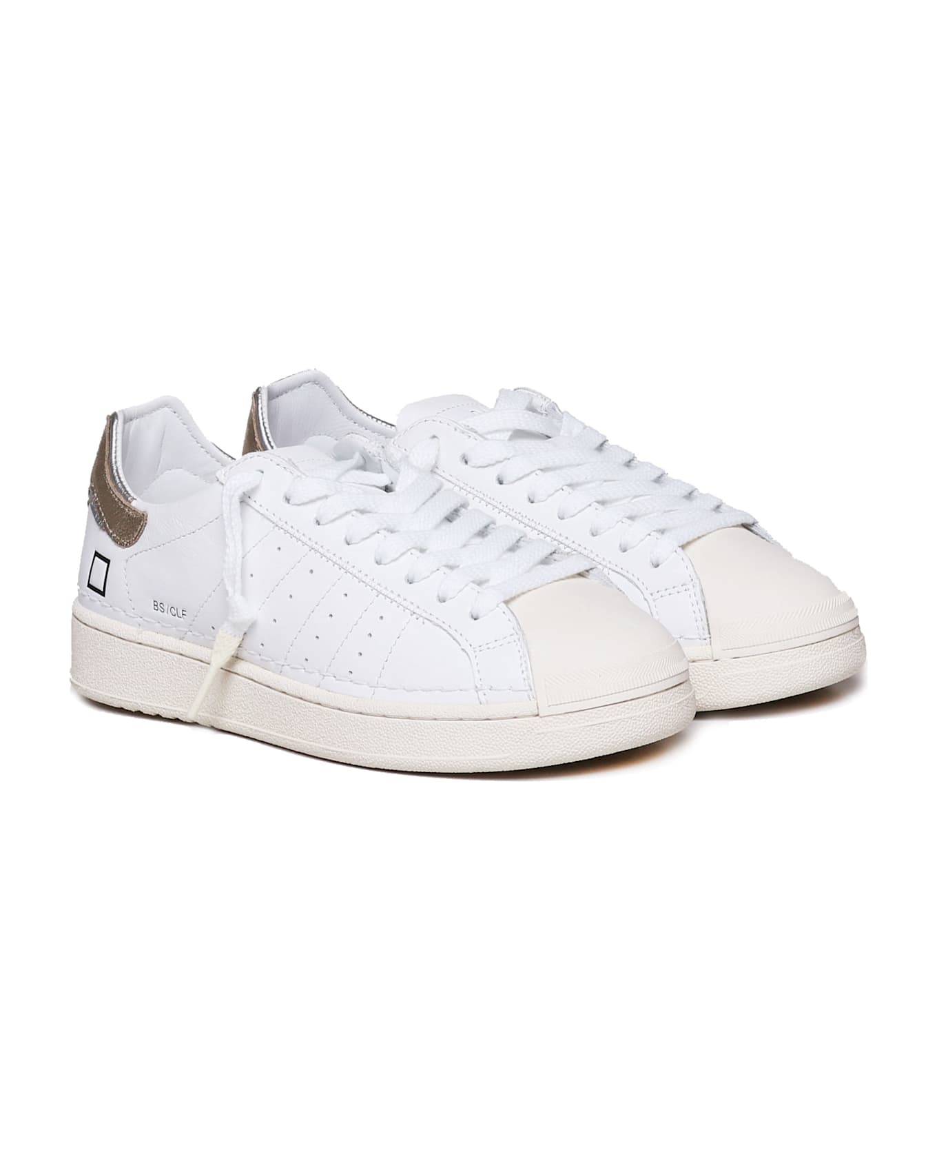 D.A.T.E. Base Sneakers In Calfskin - WHITE-PLATINUM