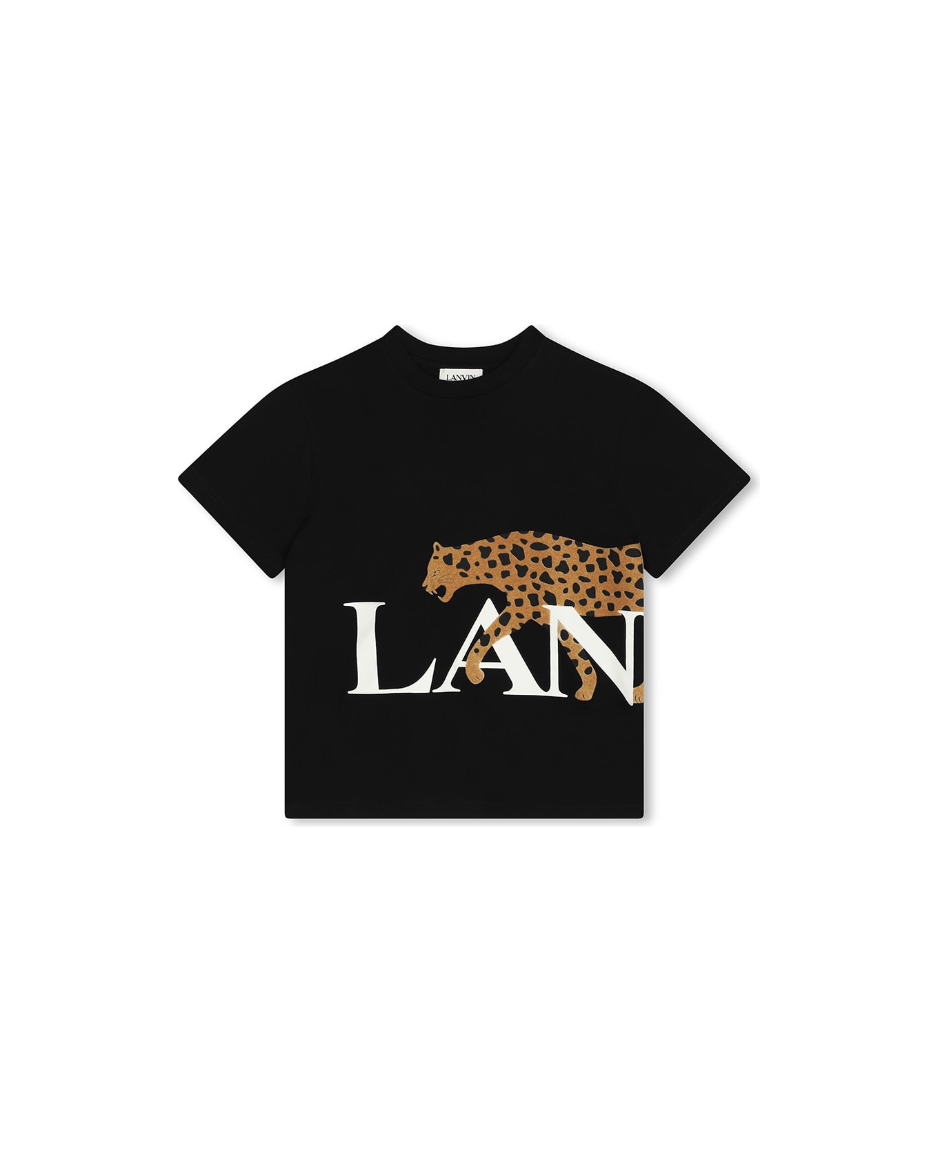 Lanvin Black T-shirt With Jaguar Print And Lanvin Logo - B Nero