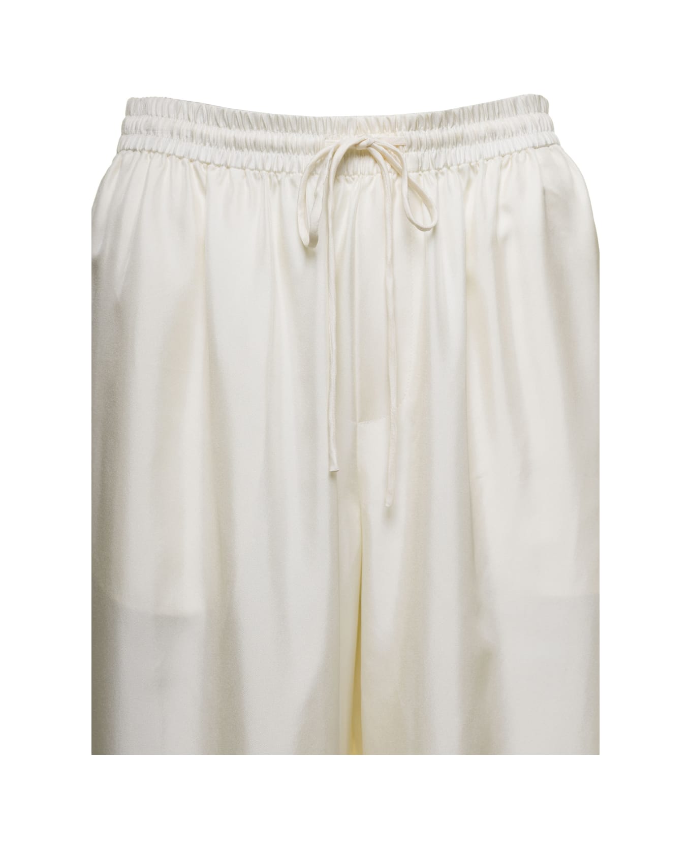 Róhe White Wide Leg Trousers In Silk Woman - Beige