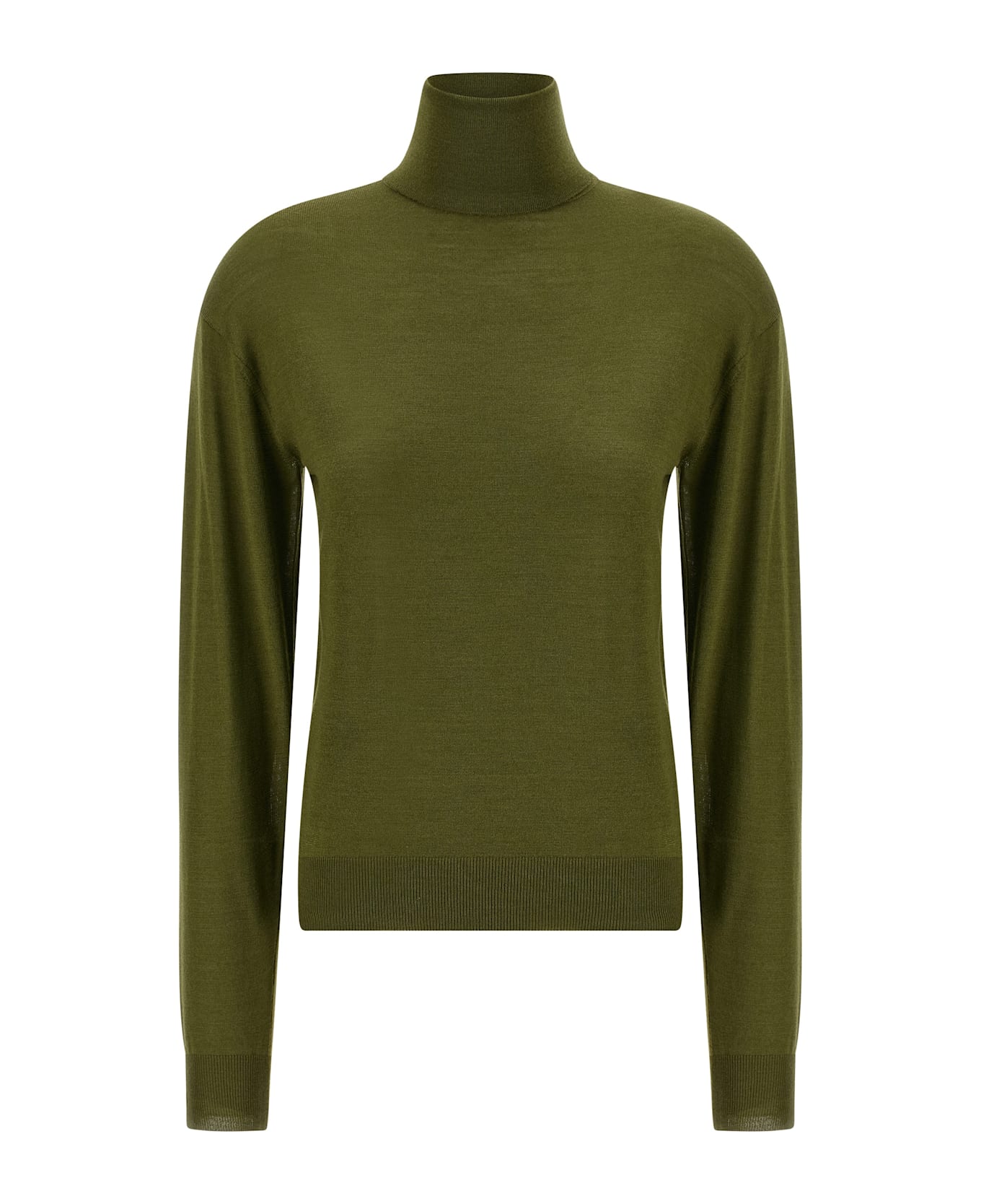 Saint Laurent Silk Cashmere Turtleneck Sweater - GREEN