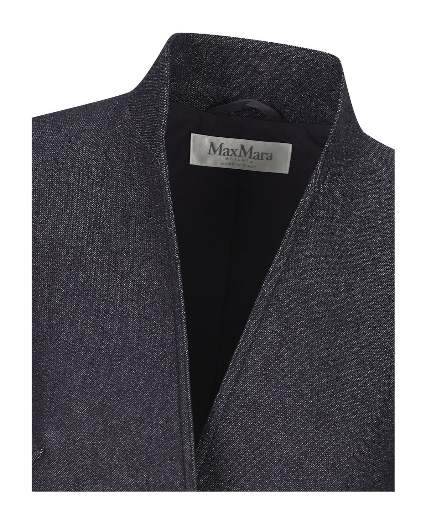 Max Mara Stand Up Collar Button-up Jacket - Blue