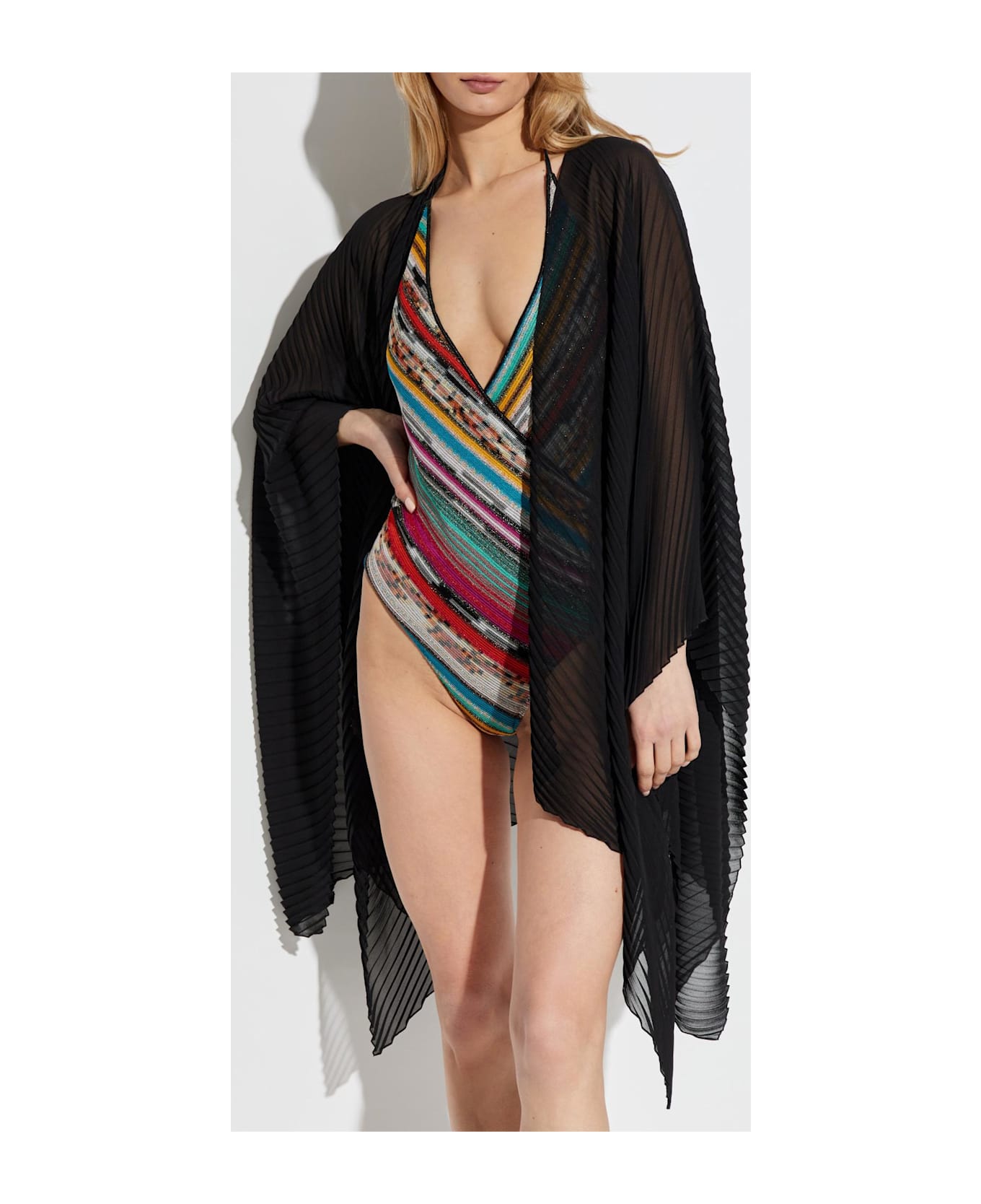 Emporio Armani Pleated Poncho - Black