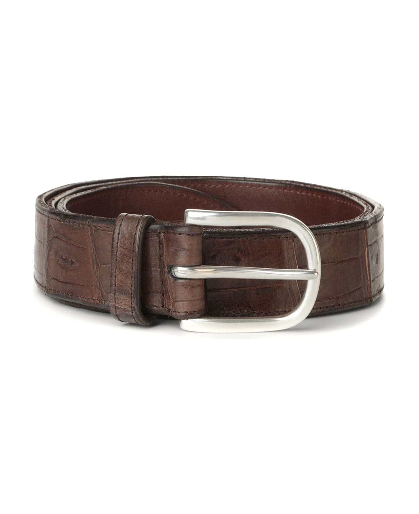 Orciani Cocco Coda Color Classic Crocodile Leather Belt - Brown