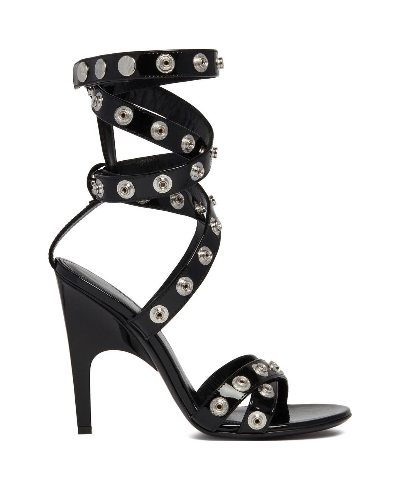 The Attico Cosmo Double Ankle Strap Press-stud Detailed Sandals - Black