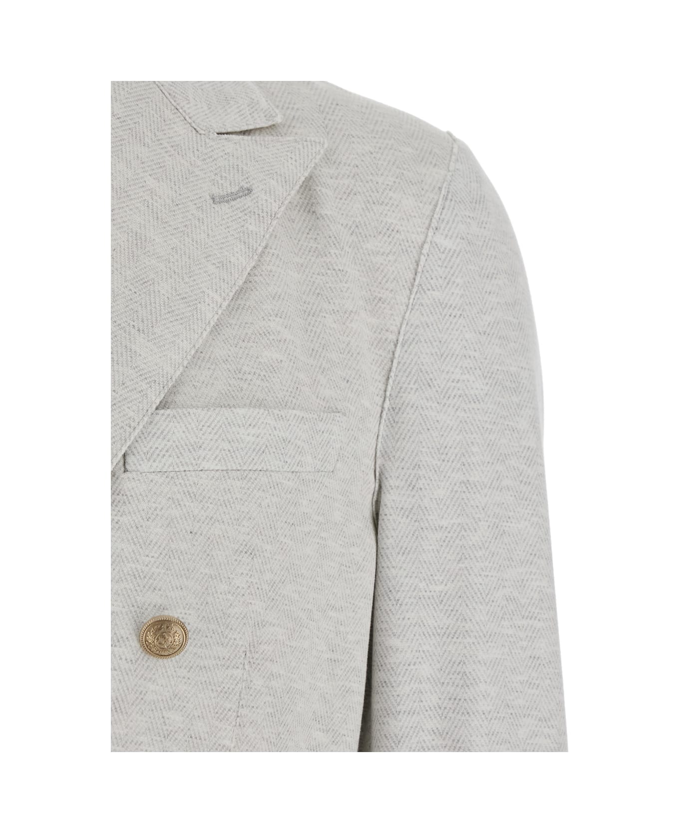 Eleventy Grey Double-breasted Jacket With Peak Revers And Rear English Vent In Viscose Blend Stretch Man - Grey