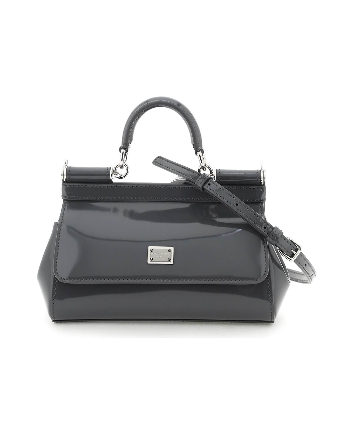 Dolce & Gabbana Patent Leather Small 'sicily' Bag - Grey