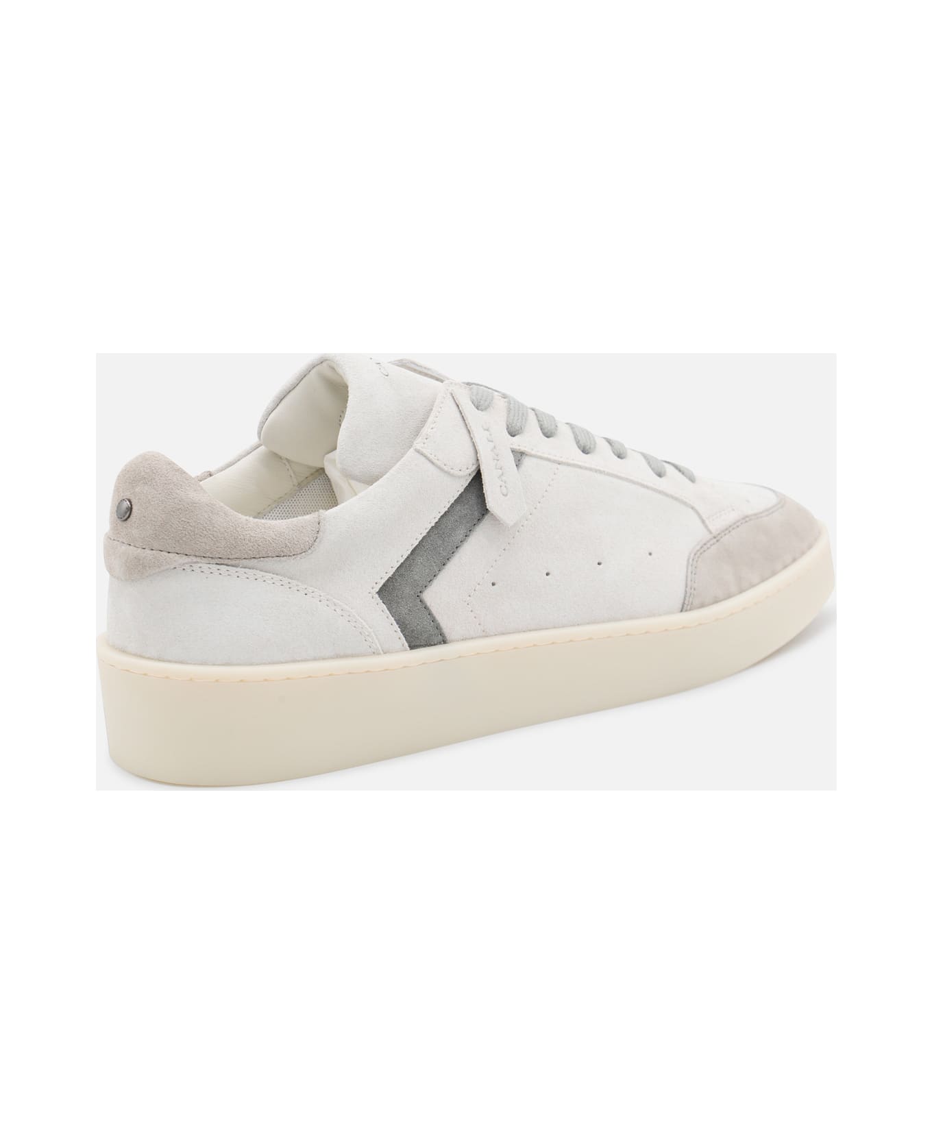 Canali White And Grey Leather Sneakers