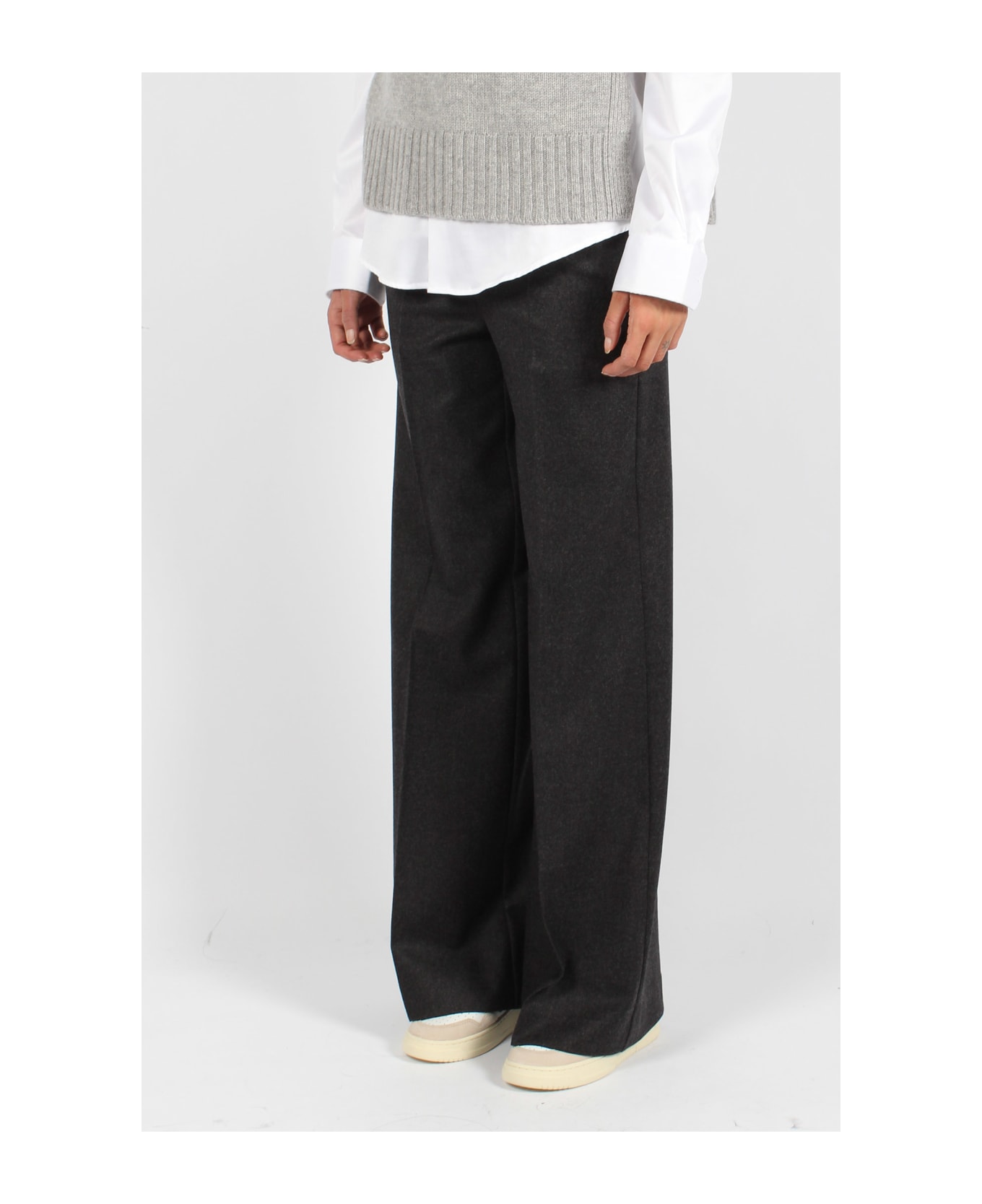 Parosh Wool Wide Leg Pant - Grey