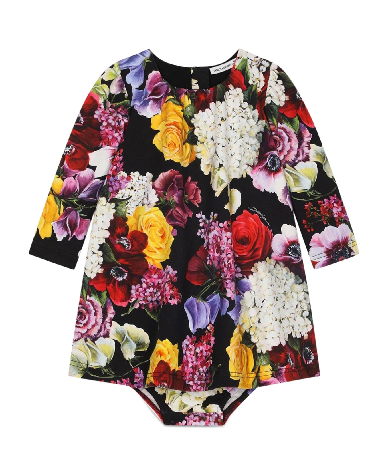 Dolce & Gabbana Hydrangea Long Sleeve Dress With Coulottes - MULTICOLOR