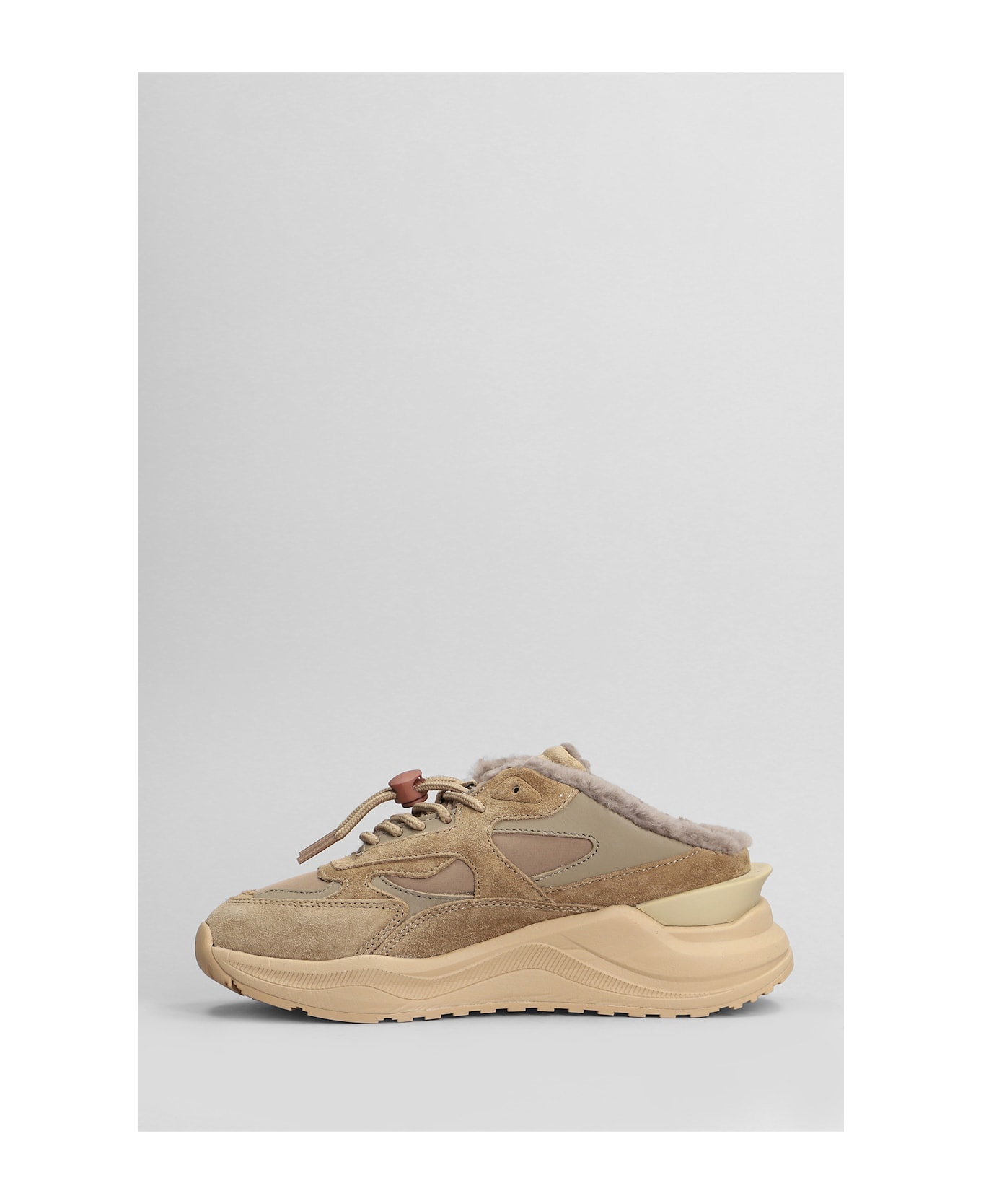 D.A.T.E. Fuga Sabot Sneakers In Leather Color Suede And Fabric - Beige