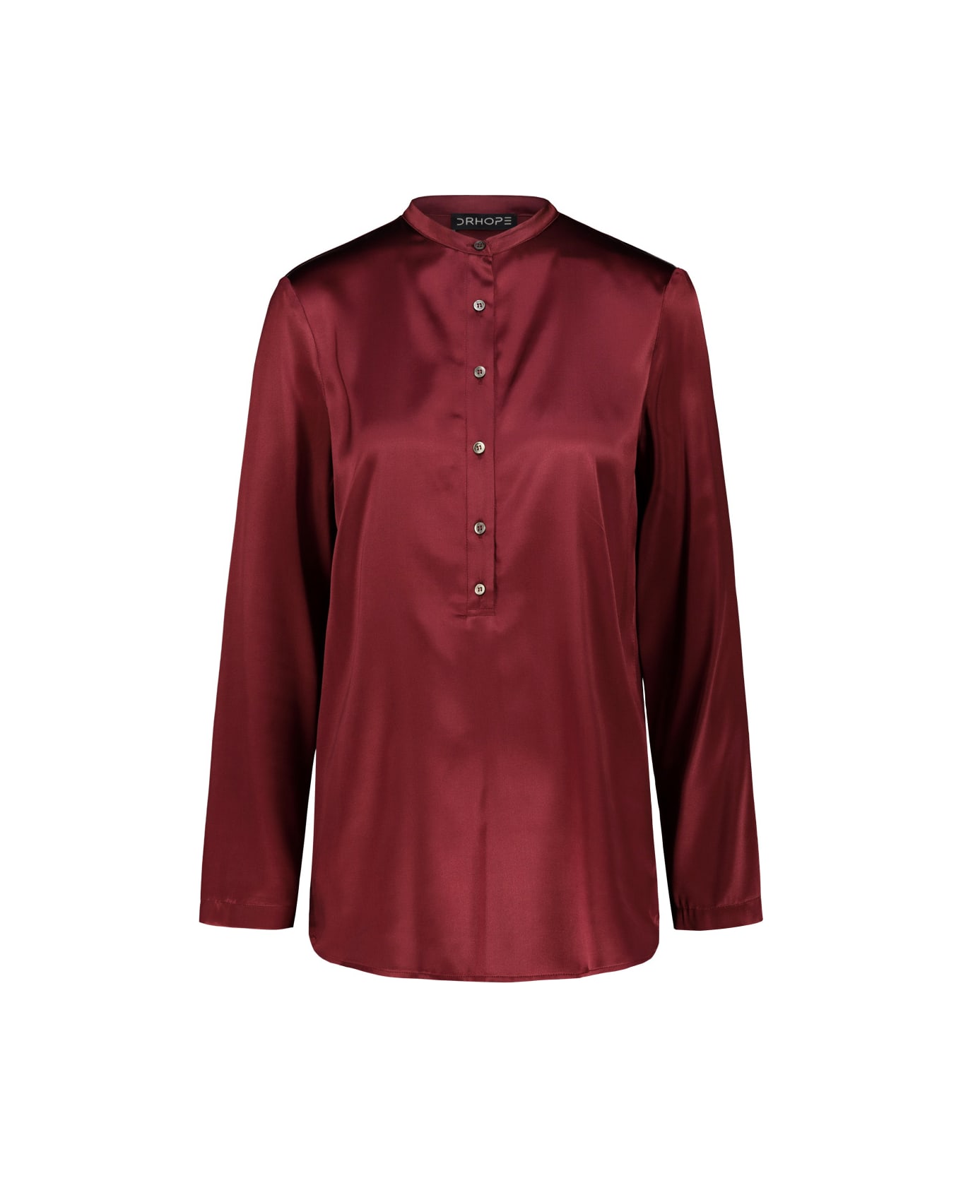 Drhope Mandarin Collar Blouse - Bordeaux