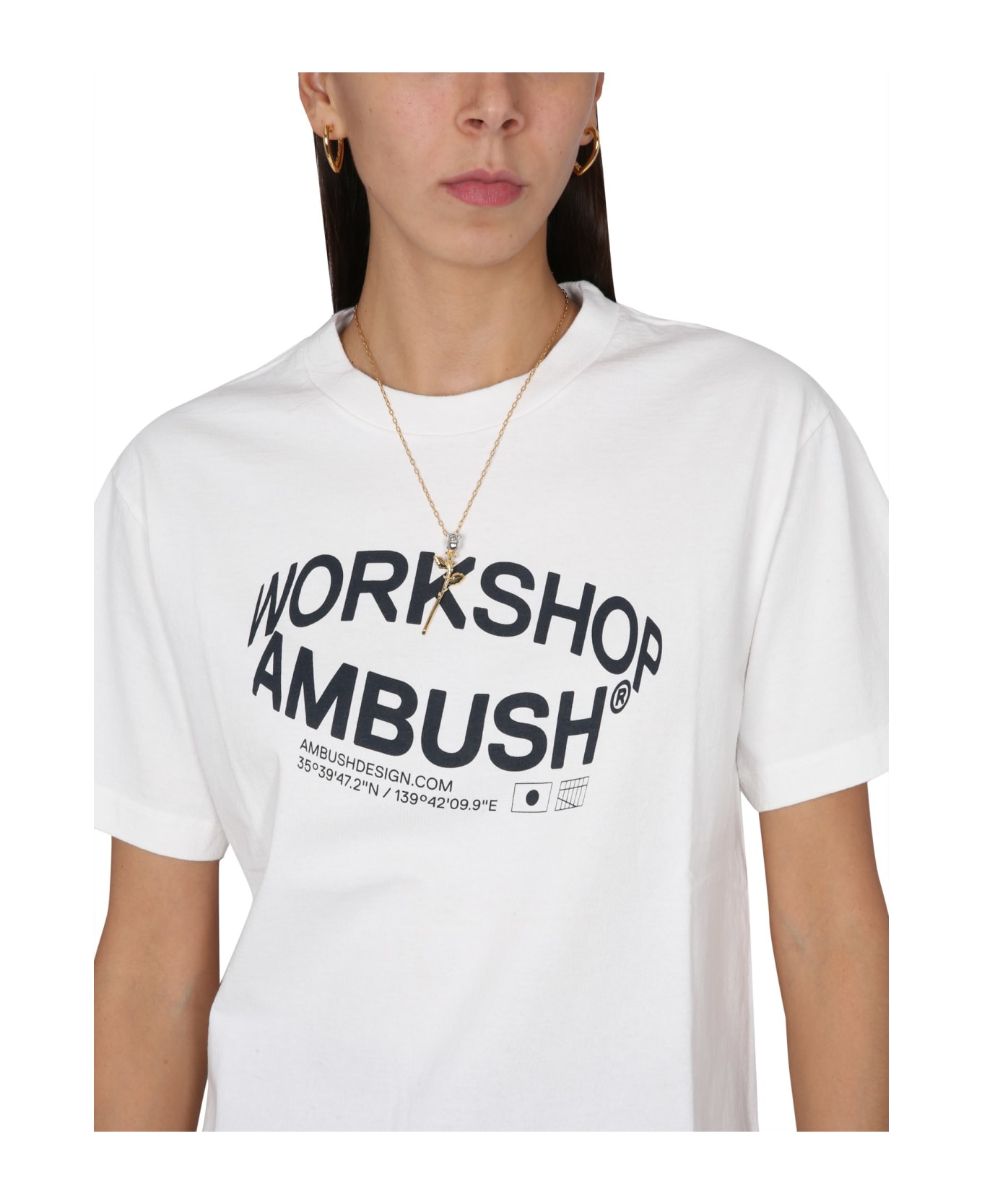 AMBUSH White Cotton T-shirt - White Tシャツ