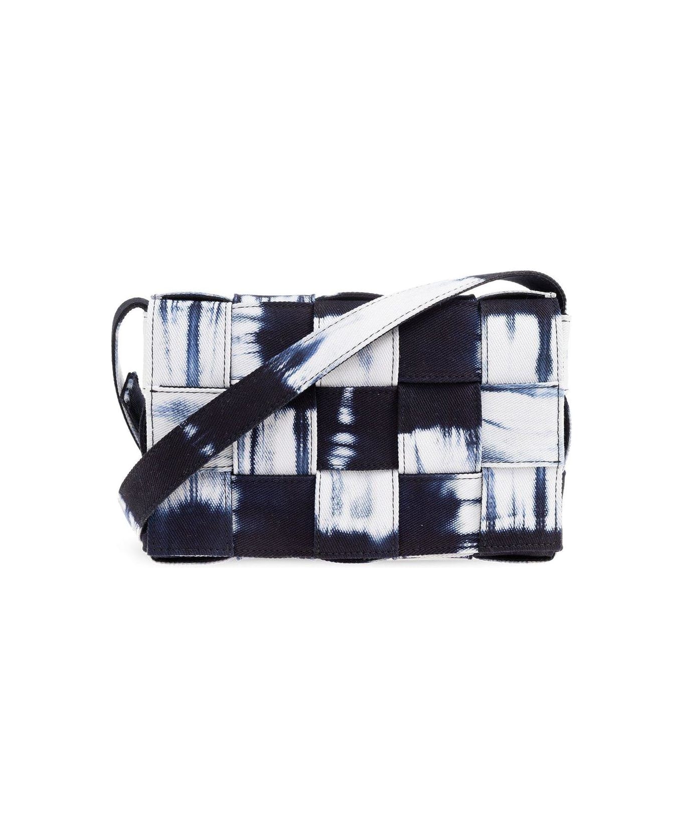 Bottega Veneta Cassette Shoulder Bag - Navy white silver ショルダーバッグ
