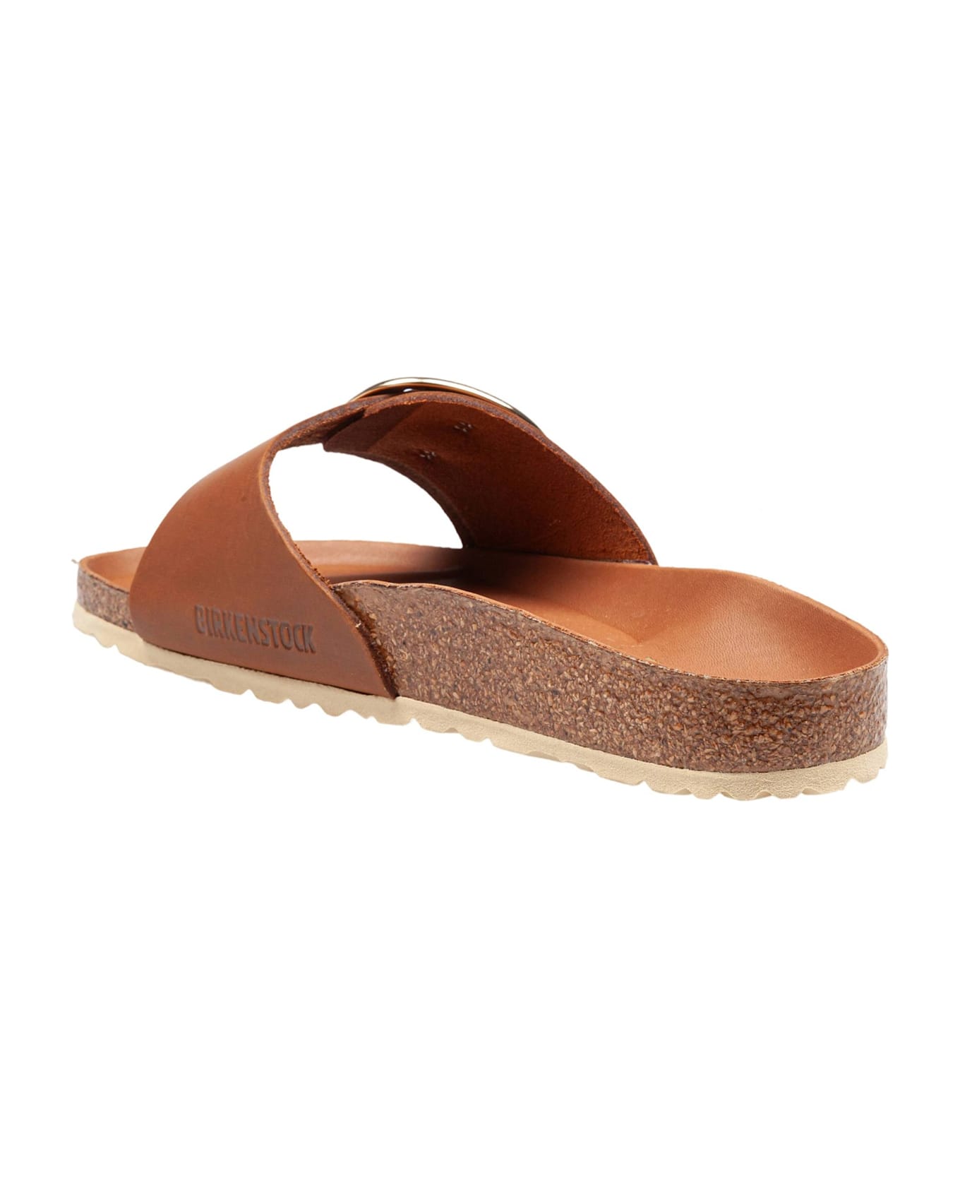 Birkenstock Madrid Sandal In Cognac Nubuck With Large Buckle - BROWN
