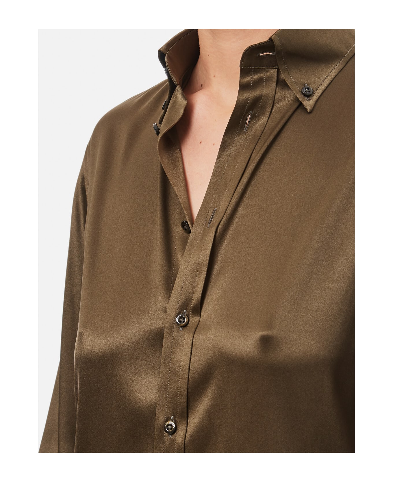 Ralph Lauren Cameron Buttoned Silk Shirt - Green ブラウス