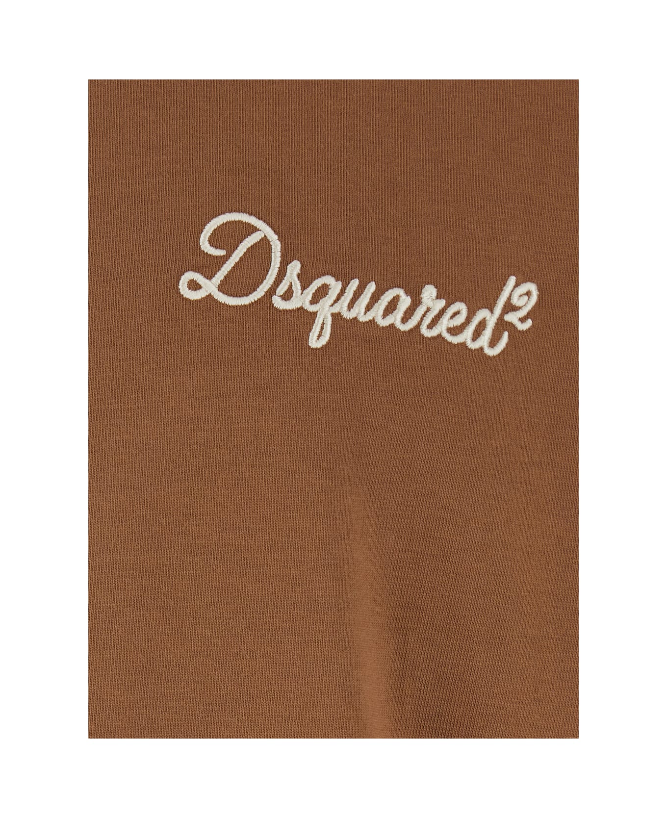 Dsquared2 Brown T-shirt With Embroidered Logo On The Chest In Cotton Man - Brown