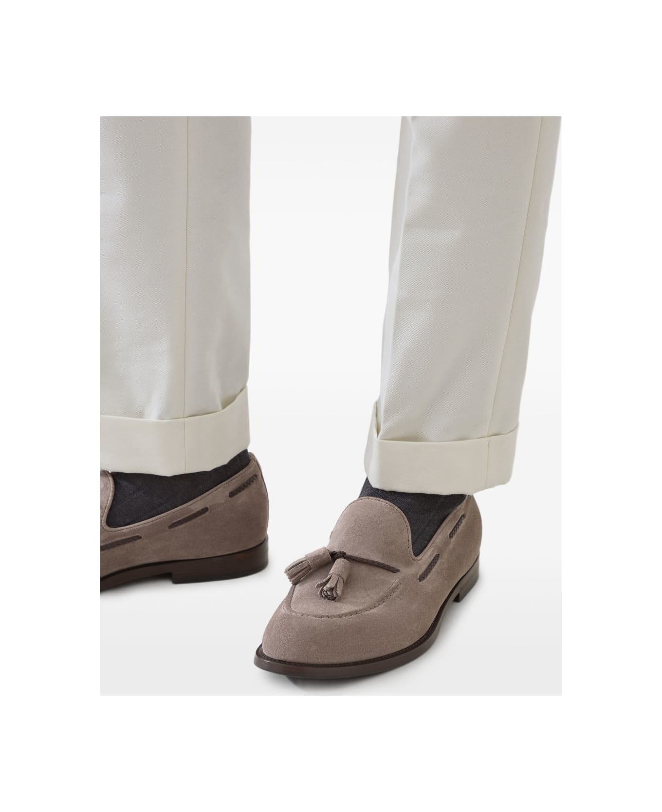 Brunello Cucinelli Suede Loafers - Grey ローファー＆デッキシューズ