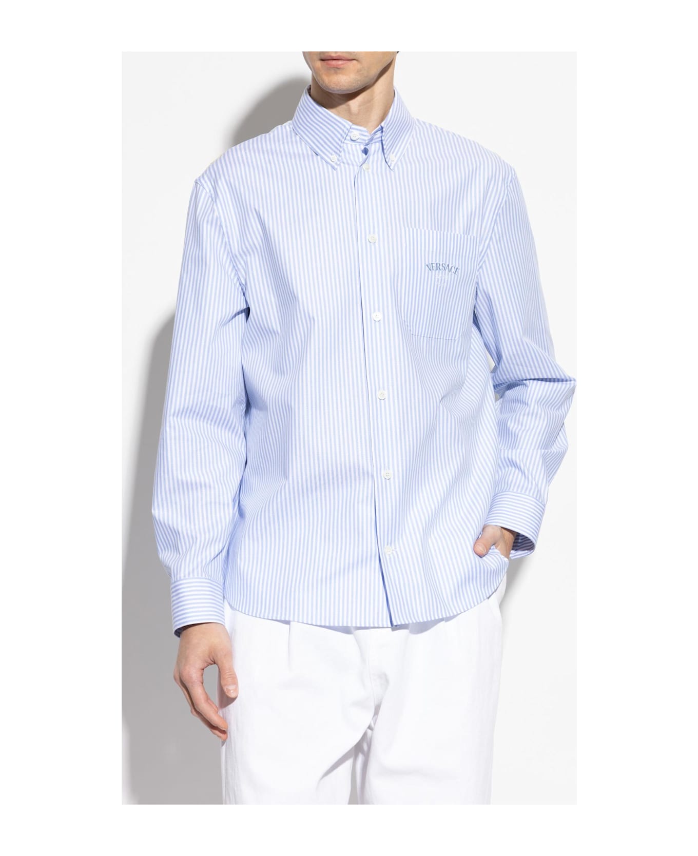 Versace Shirt With Pocket - Clear Blue シャツ