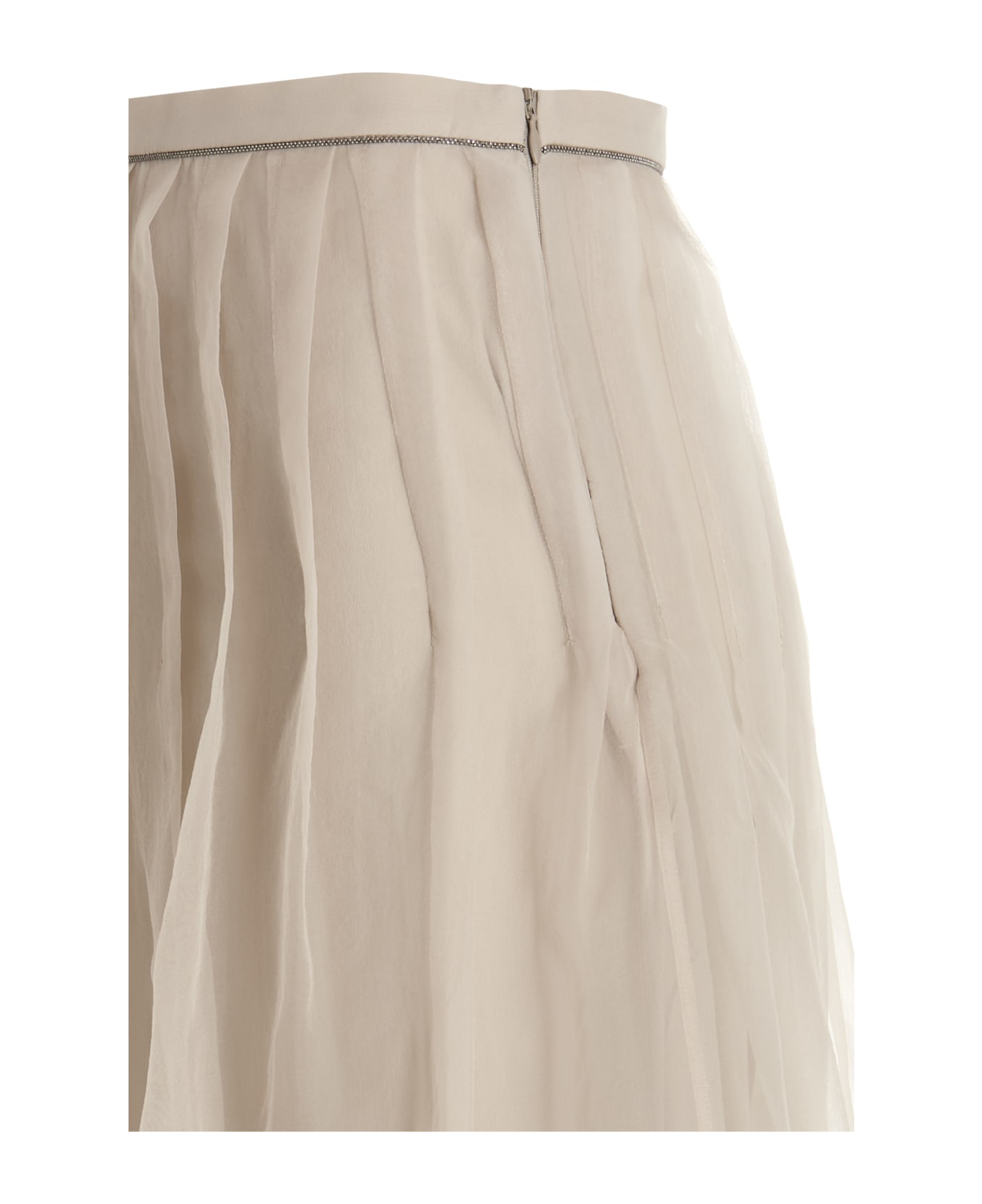 Brunello Cucinelli 
monile
 Detail Silk Skirt - Cream
