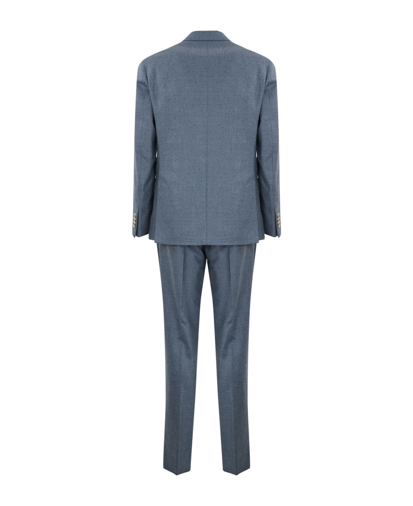 Eleventy Double-breasted Wool Suit - Denim