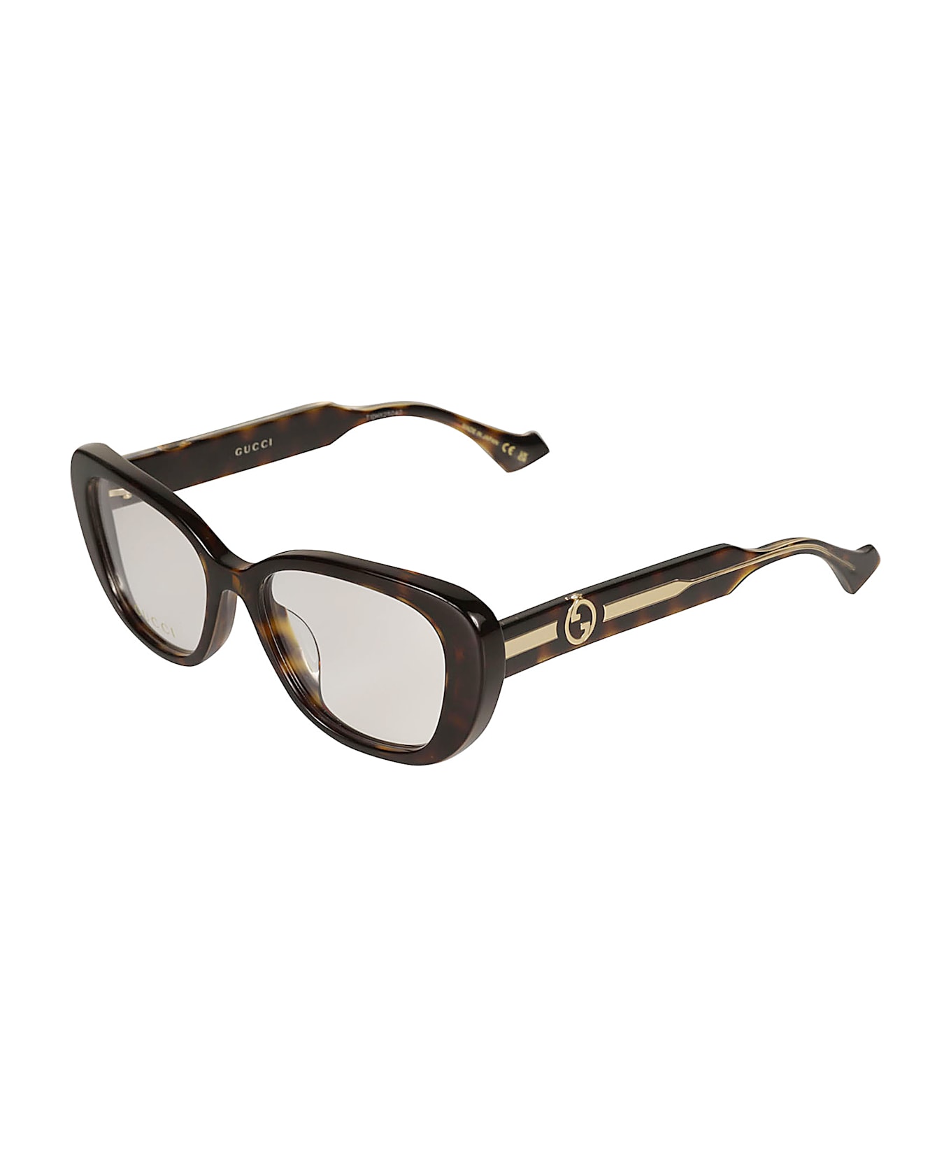 Gucci Eyewear Curved Square Logo Lens Frame - 002 havana crystal transp