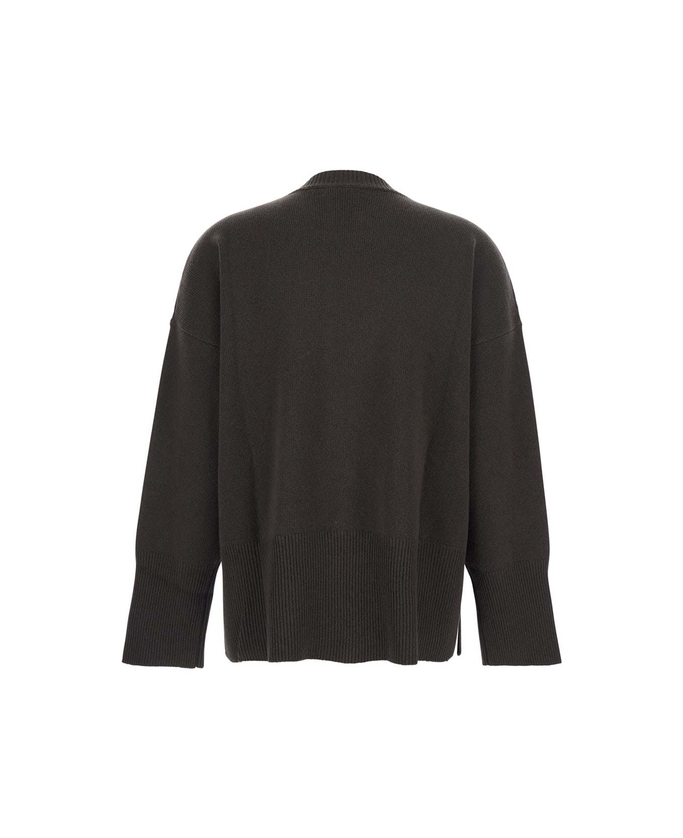 Mauro Grifoni Brown Oversize Crewneck Sweater With Ribbed Trims In Cotton Woman - Brown