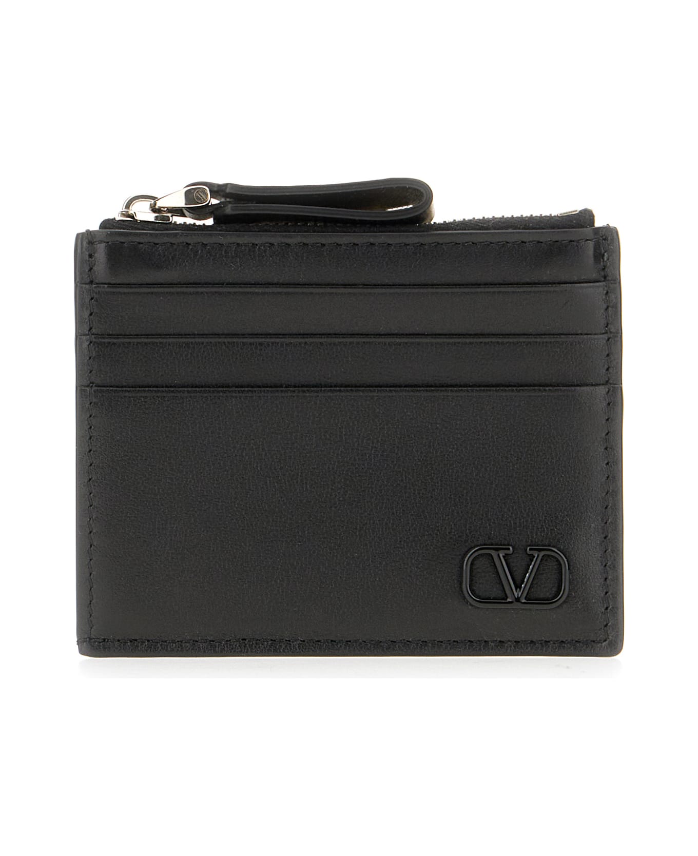 Valentino Garavani Black Leather Card Holder - Nero