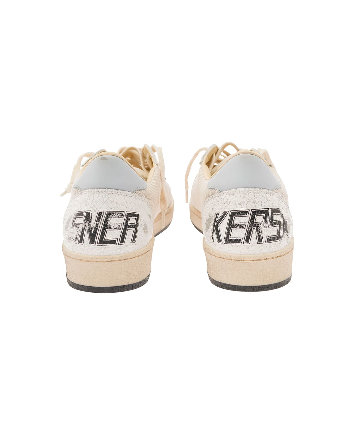 Golden Goose Ball Star Net Upper Crack Leather Toe And Spur Nylon Tongue Leather Star And Heel - Beige