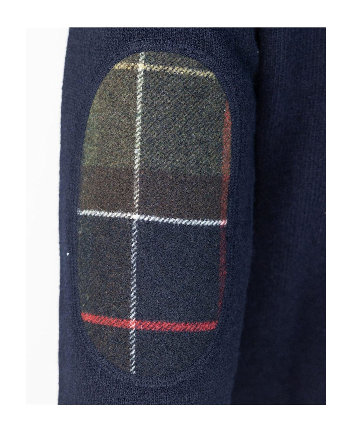 Barbour Checked-panel Crewneck Jumper - Blue