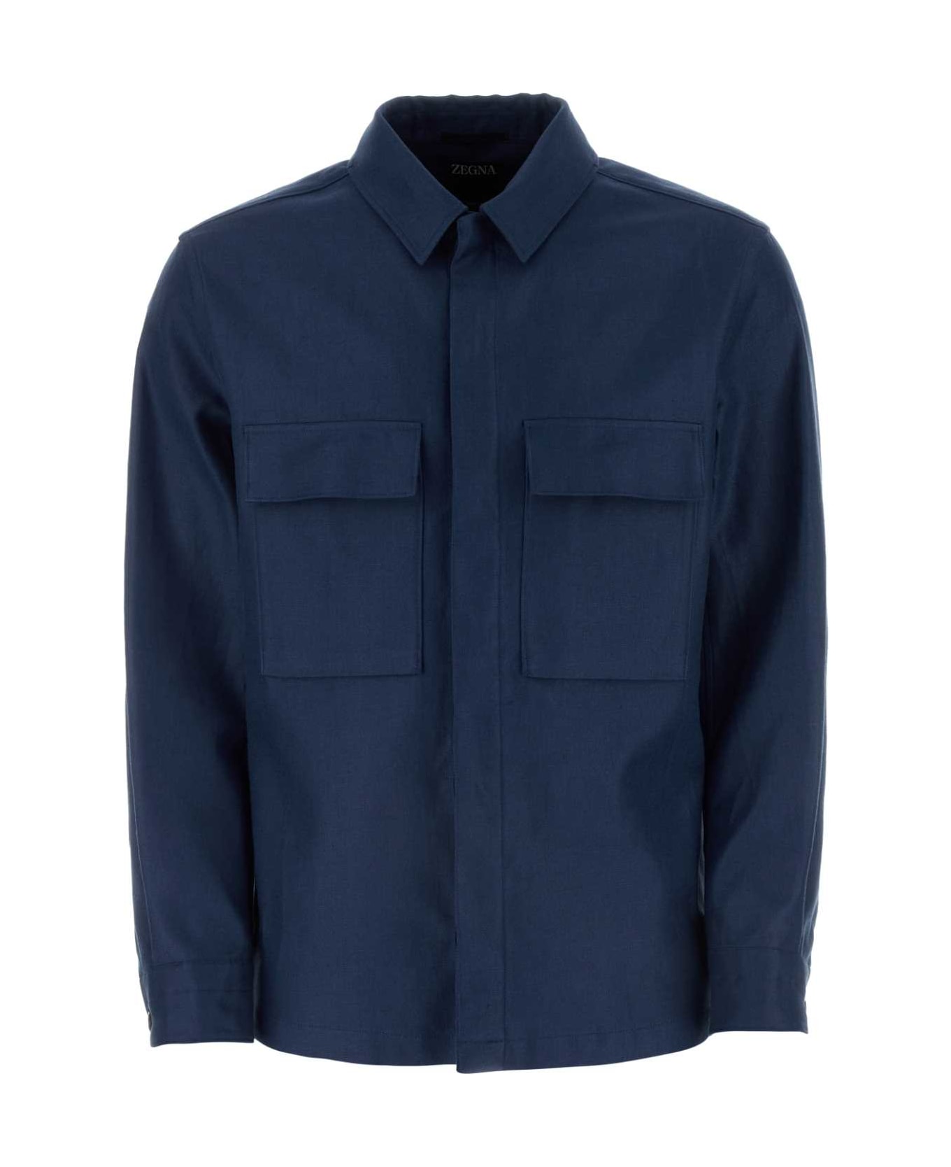 Zegna Blue Linen Shirt - B07G