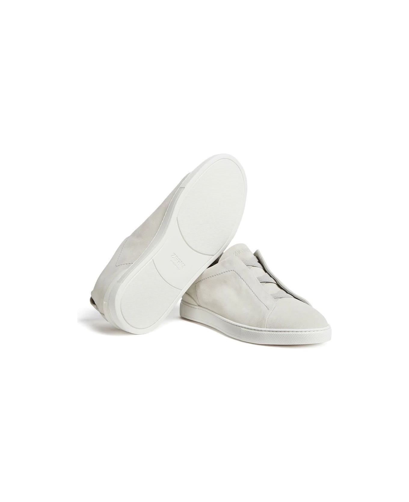 Zegna Triple Stitch Sneakers In White Suede - White スニーカー