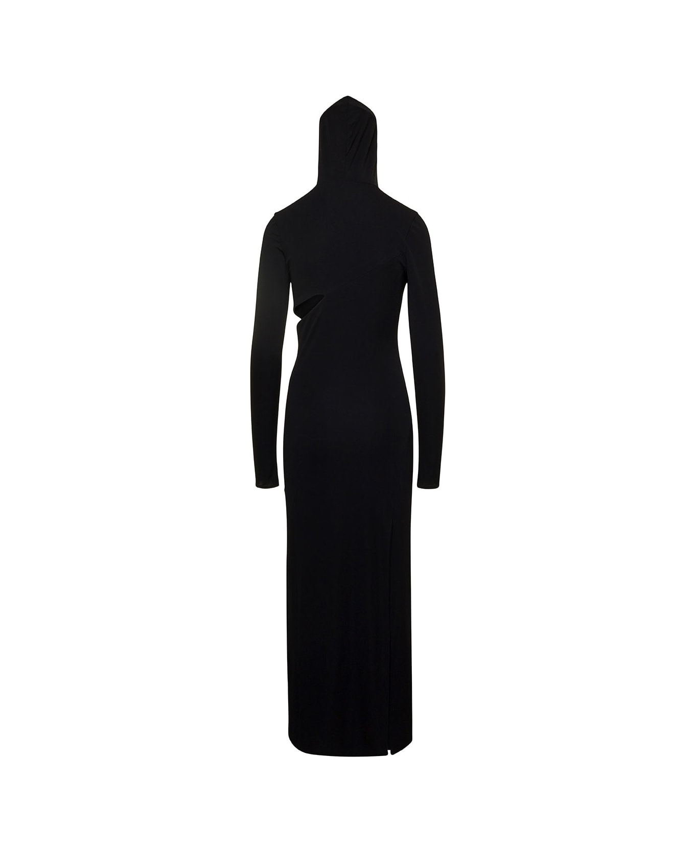Versace Black Cut-out Hooded Maxi Dress In Viscose Woman - Black