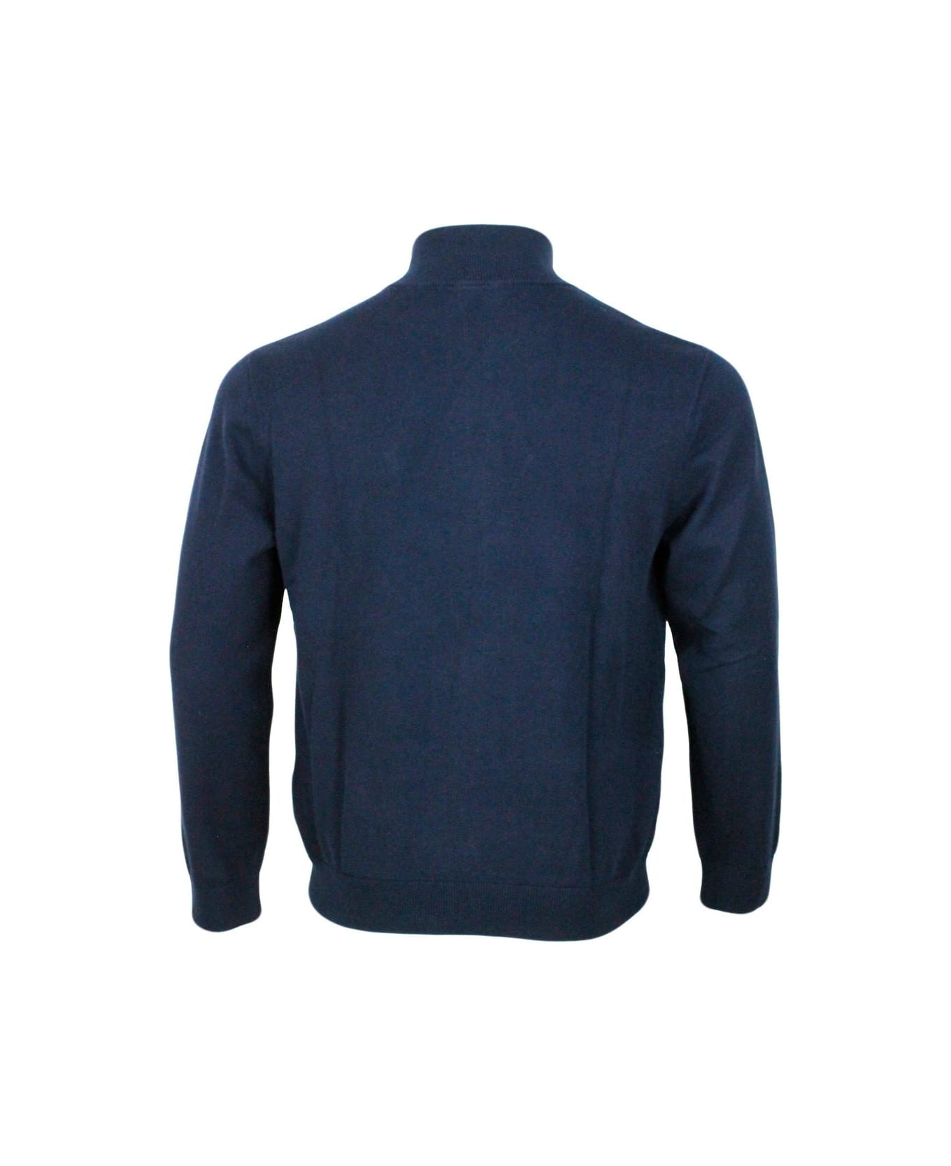 Armani Collezioni Long-sleeved Zip-up Knitted Jacket - Navy