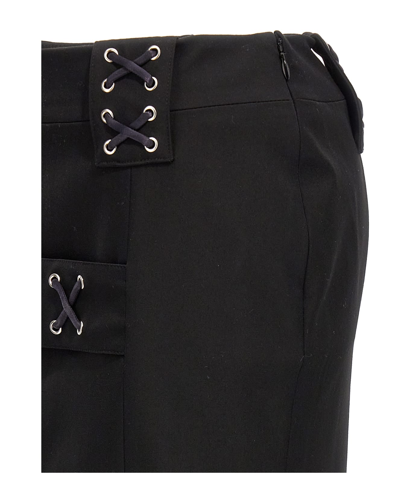Alessandra Rich Lace-up Skirt - Black  