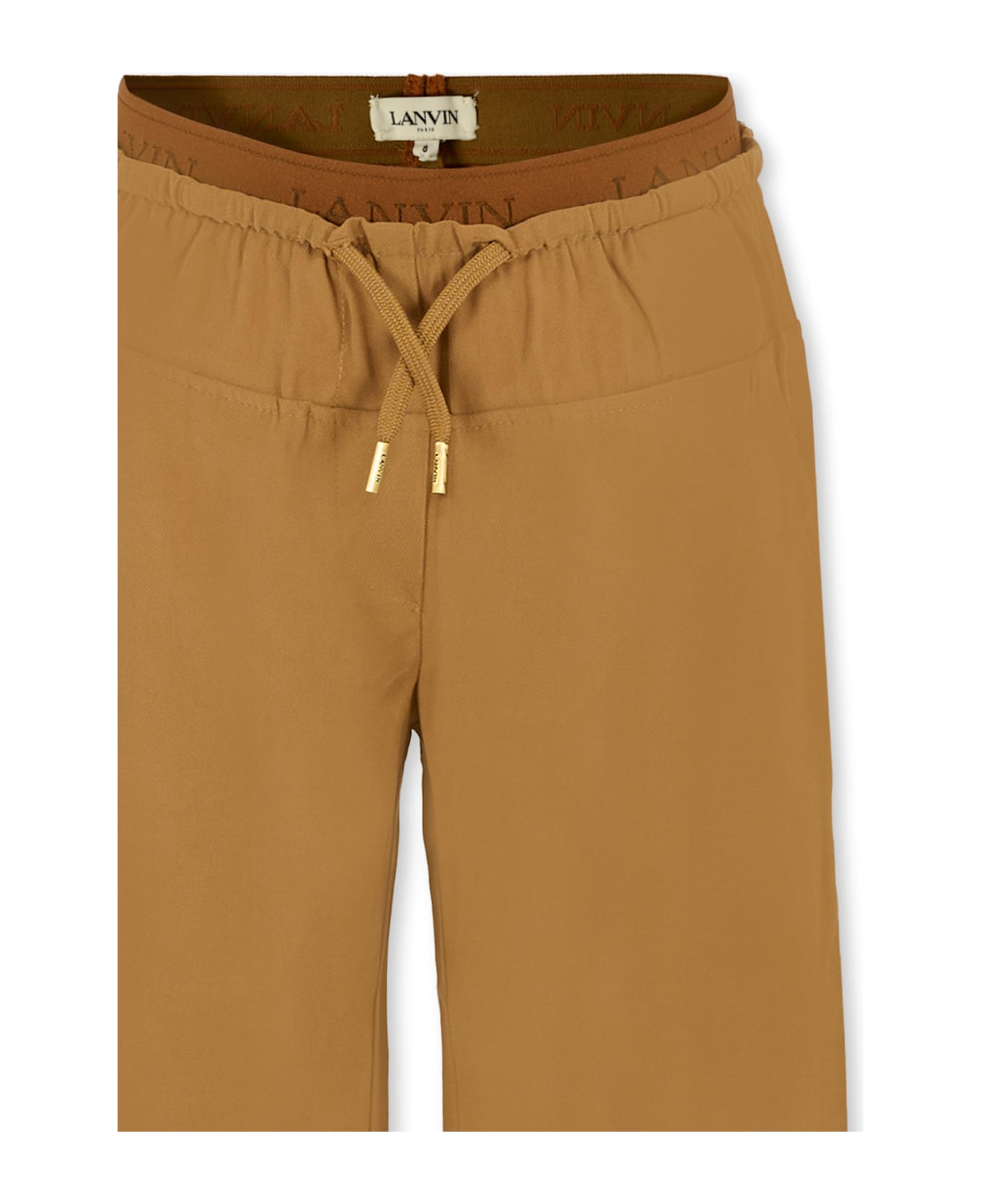 Lanvin Brown Trousers For Girl With Logo - Brown