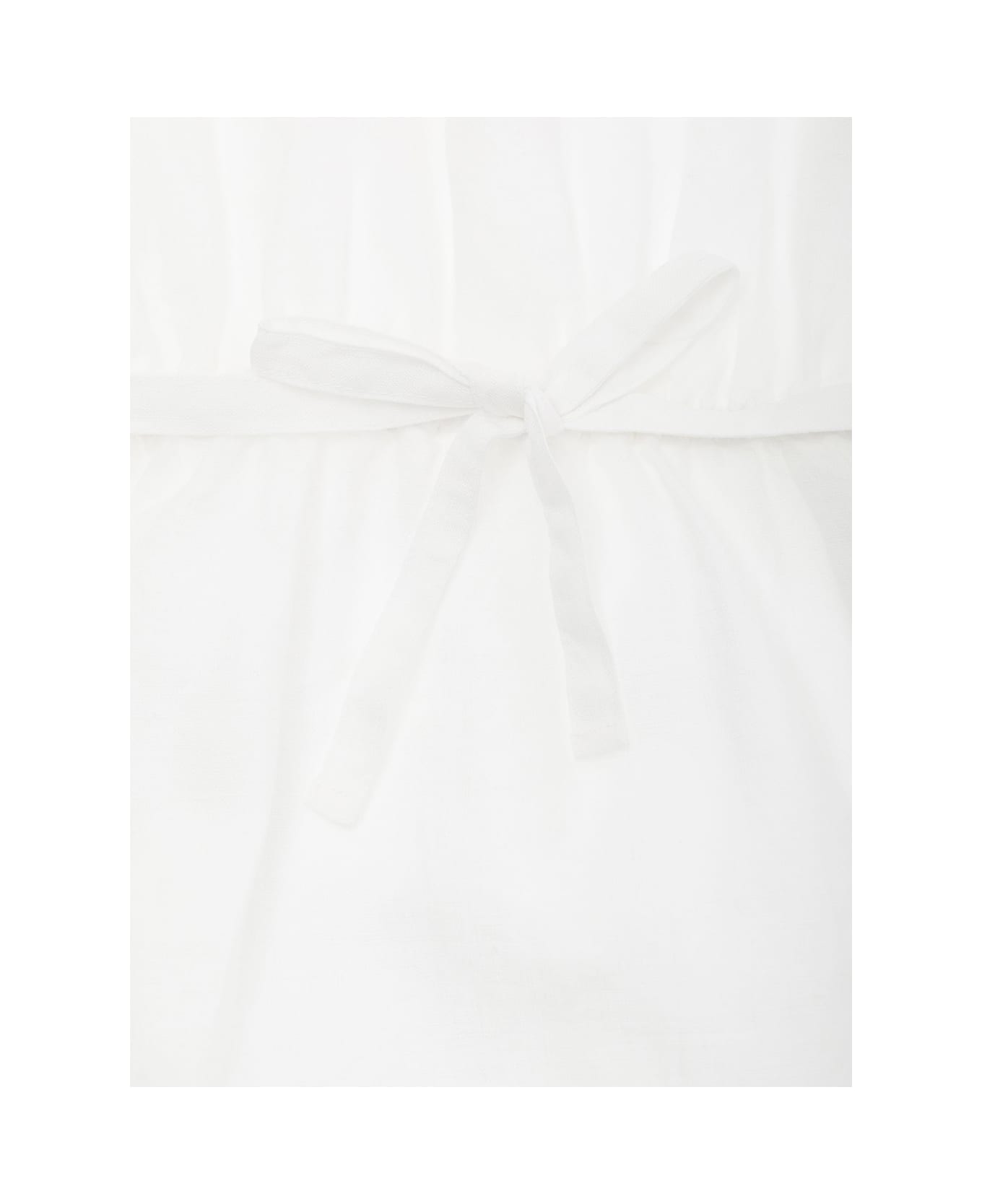 Aspesi White Ruffled Mini Dress In Linen Girl - White