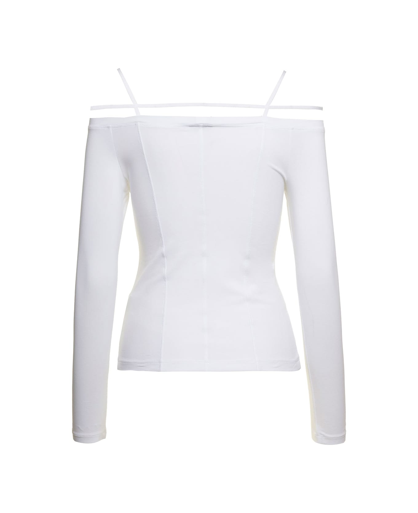Jacquemus 'sierra' White Long-sleeve Top With Logo Detail In Jersey Woman - 100 WHITE