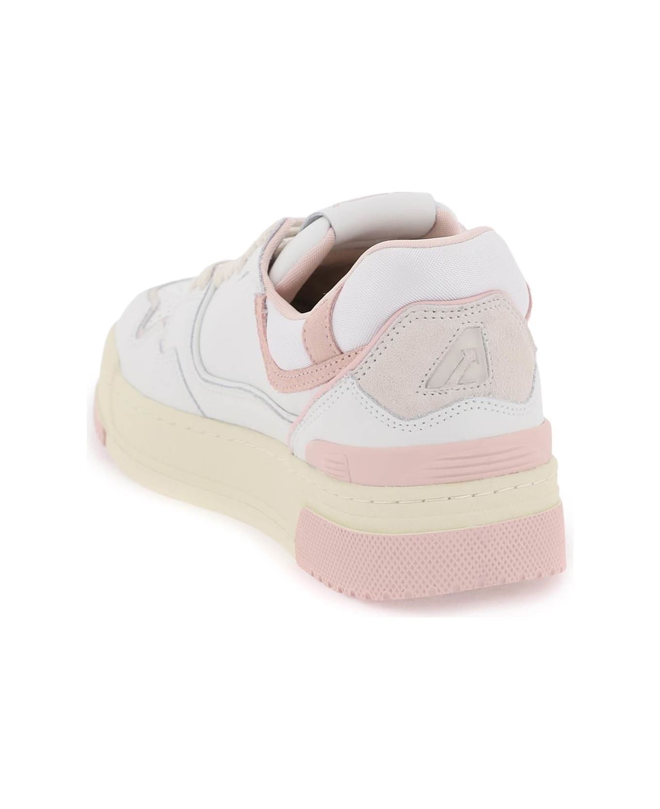 Autry Clc Sneakers In White And Pink Leather - White