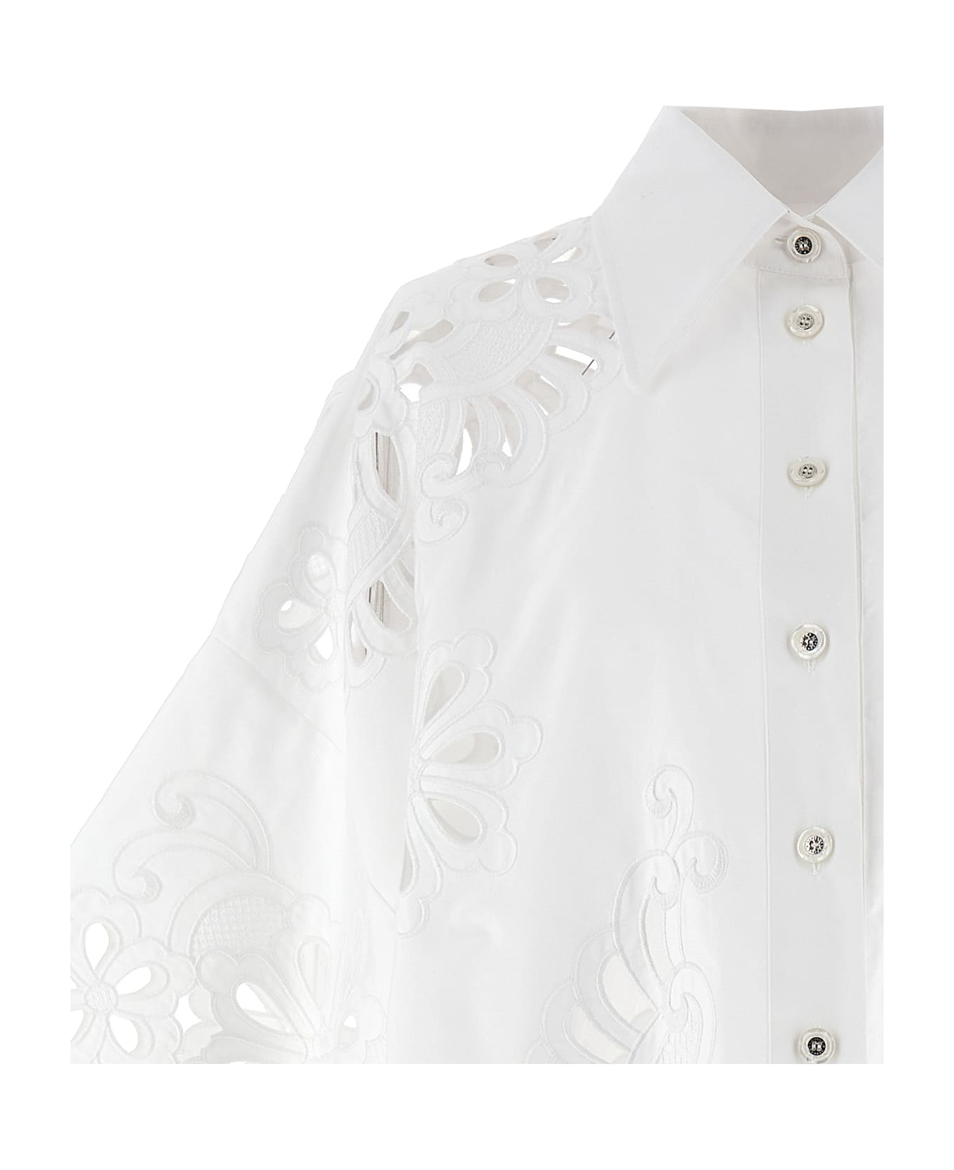 Dolce & Gabbana Cut-out Embroidery Shirt - White