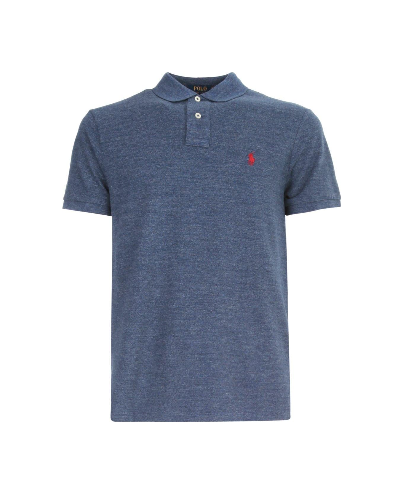Ralph Lauren Logo Embroidered Polo Shirt - BLUE