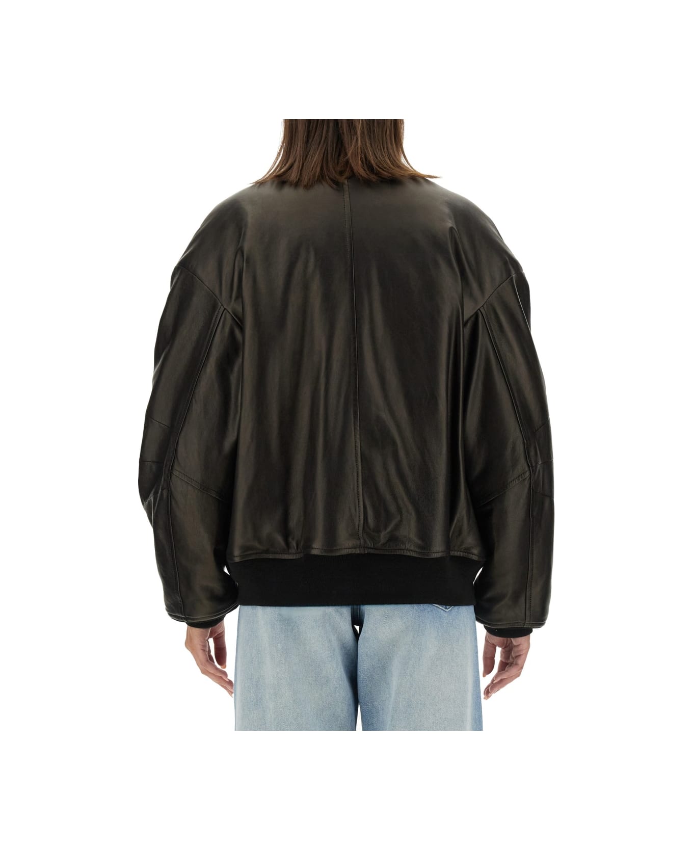 Salvatore Santoro Leather Bomber Jacket - BLACK